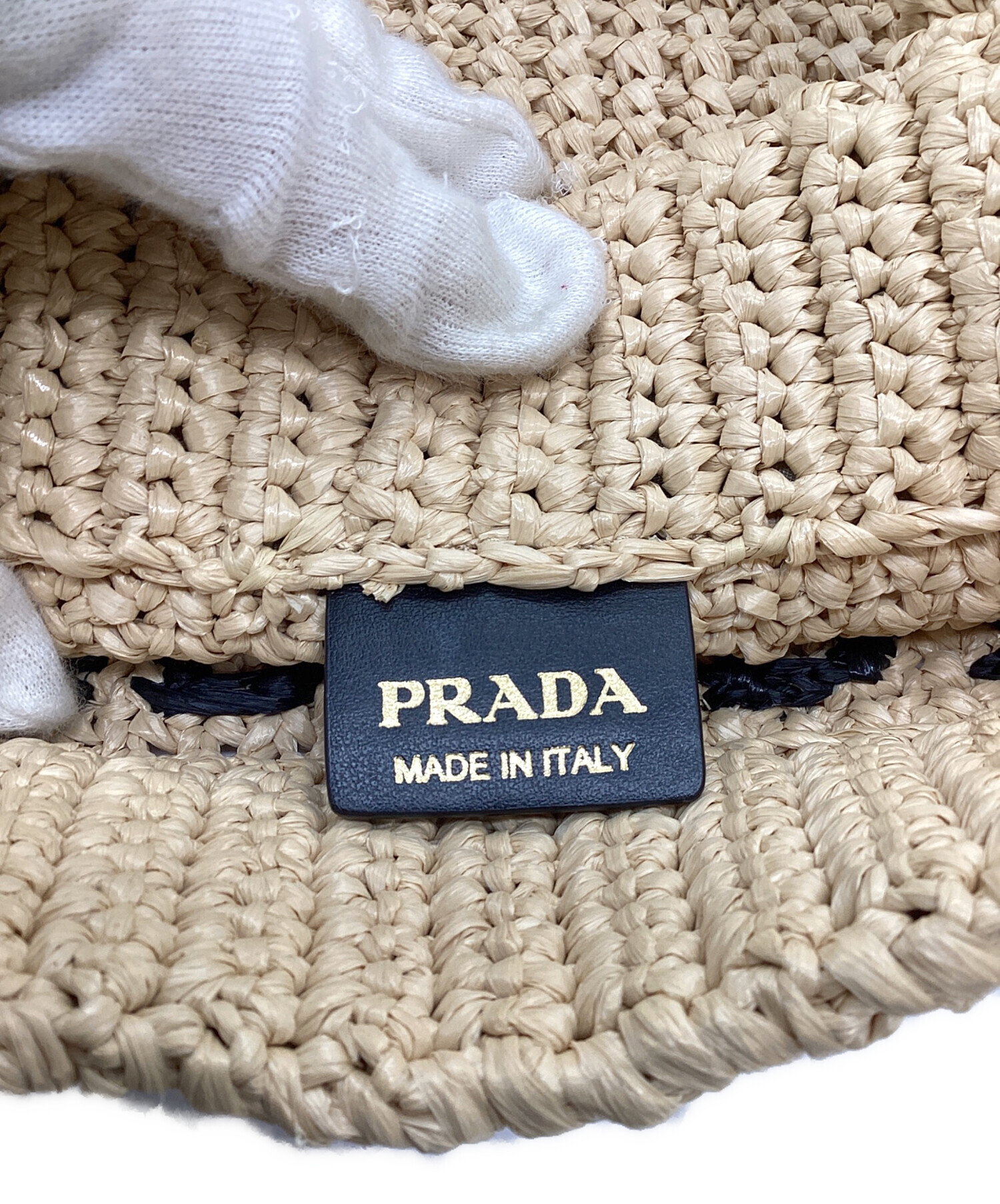 中古・古着通販】PRADA (プラダ) ラフィアトートバッグ ベージュ