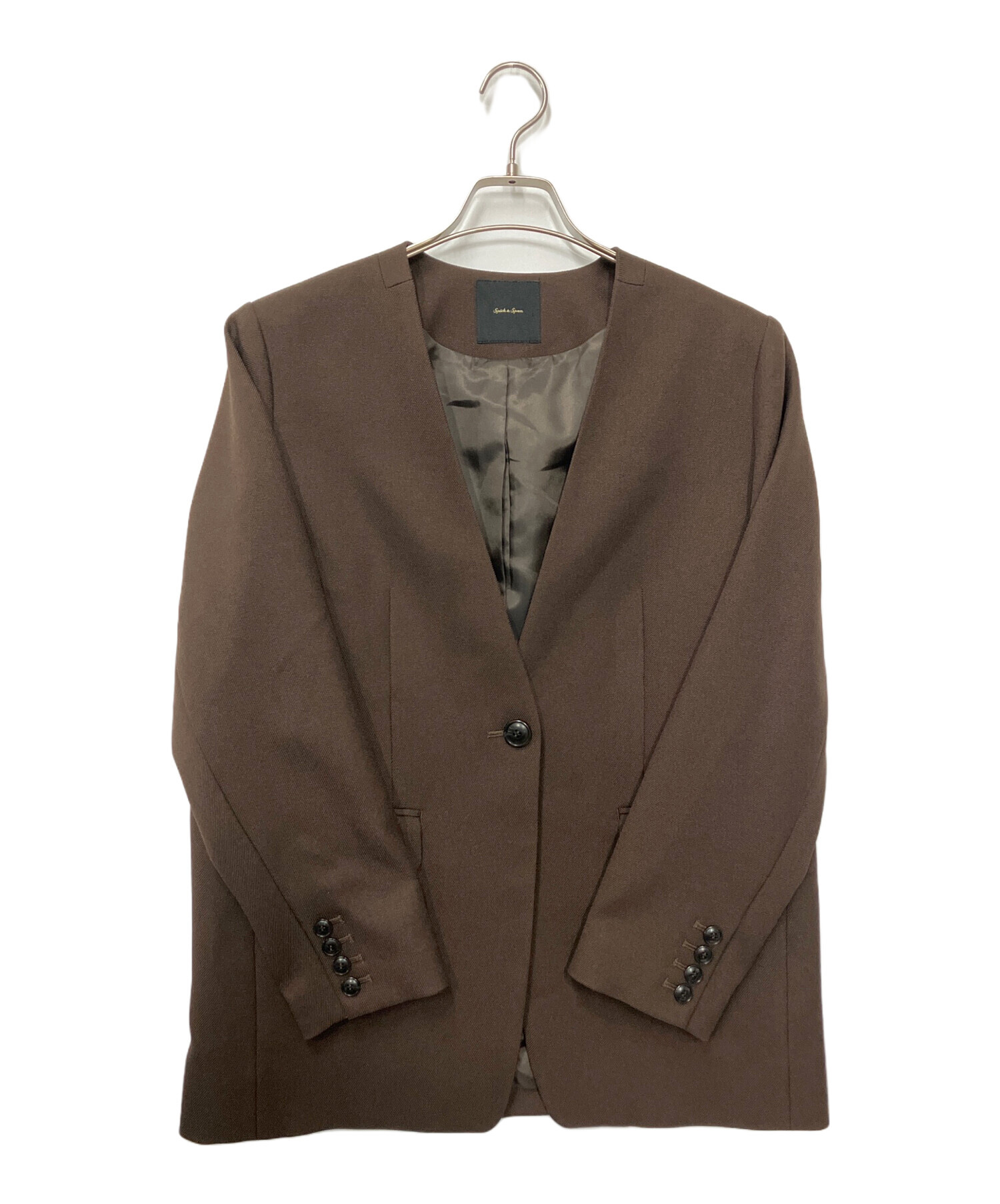 【Spick and Span】美品 ウールヘリンボンジャケット ブラウン 38 中古・古着通販】Spick and Span (スピック＆スパン) ウールライクノー