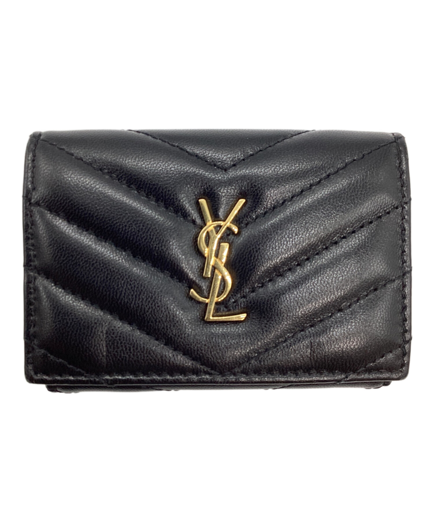 SAINT LAURENT（サンローラン） ブラック 三つ折り財布 中古 中古・古着通販】Saint Laurent Paris (サンローランパリ) 3つ折り財布