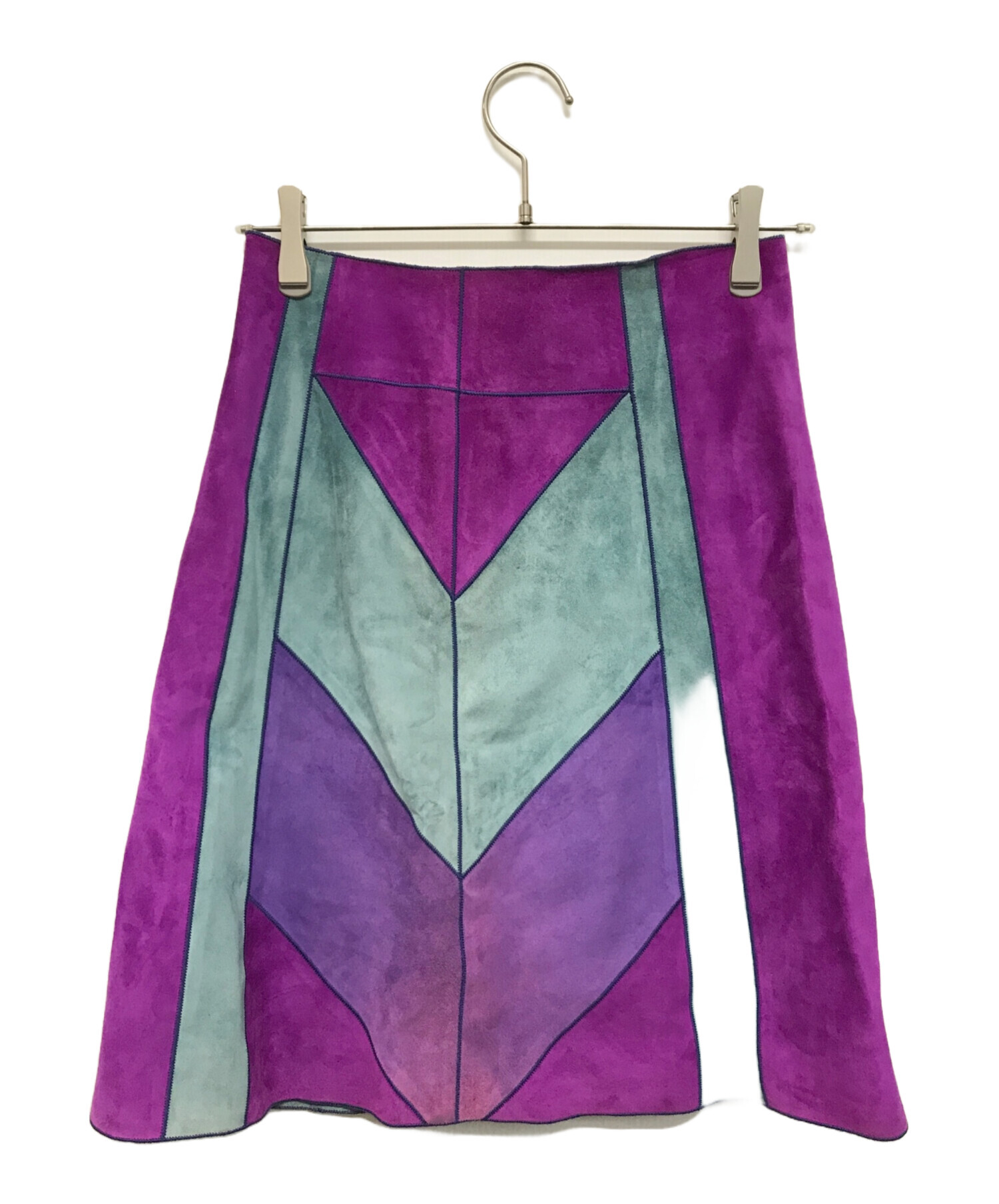 【中古】ルイヴィトン LOUIS VUITTON フレアスカート ひざ丈 茶タグ 36 ネイビー パープル /ES ■GY57 レディース 中古・古着通販】LOUIS VUITTON (ルイ ヴィトン) パッチワーク