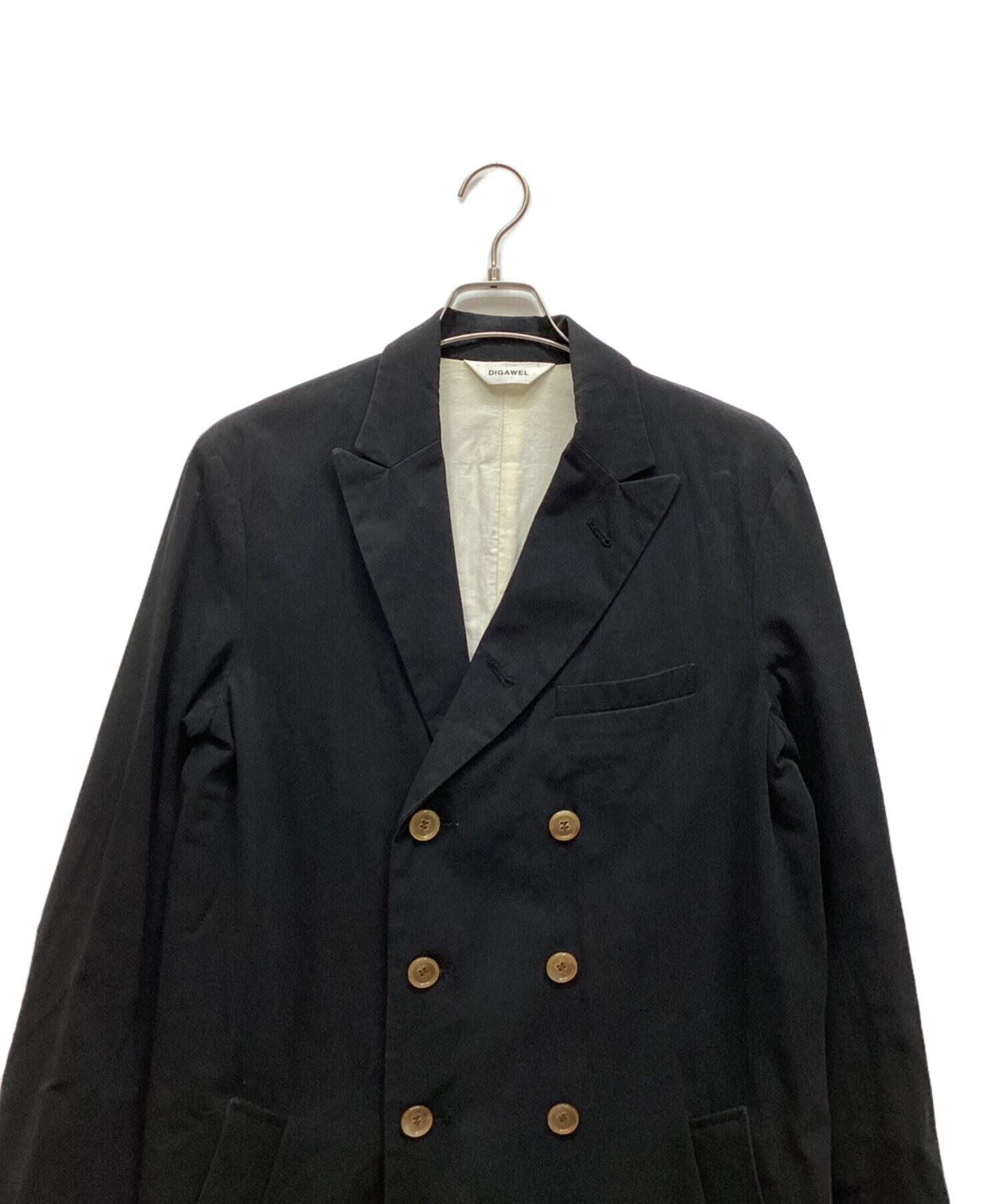 中古・古着通販】digawel (ディガウェル) ダブルロングコート ブラック