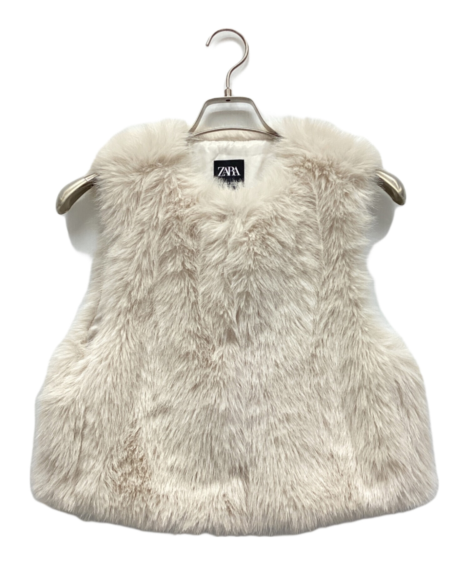 中古・古着通販】ZARA (ザラ) フェイクファーベスト アイボリー サイズ