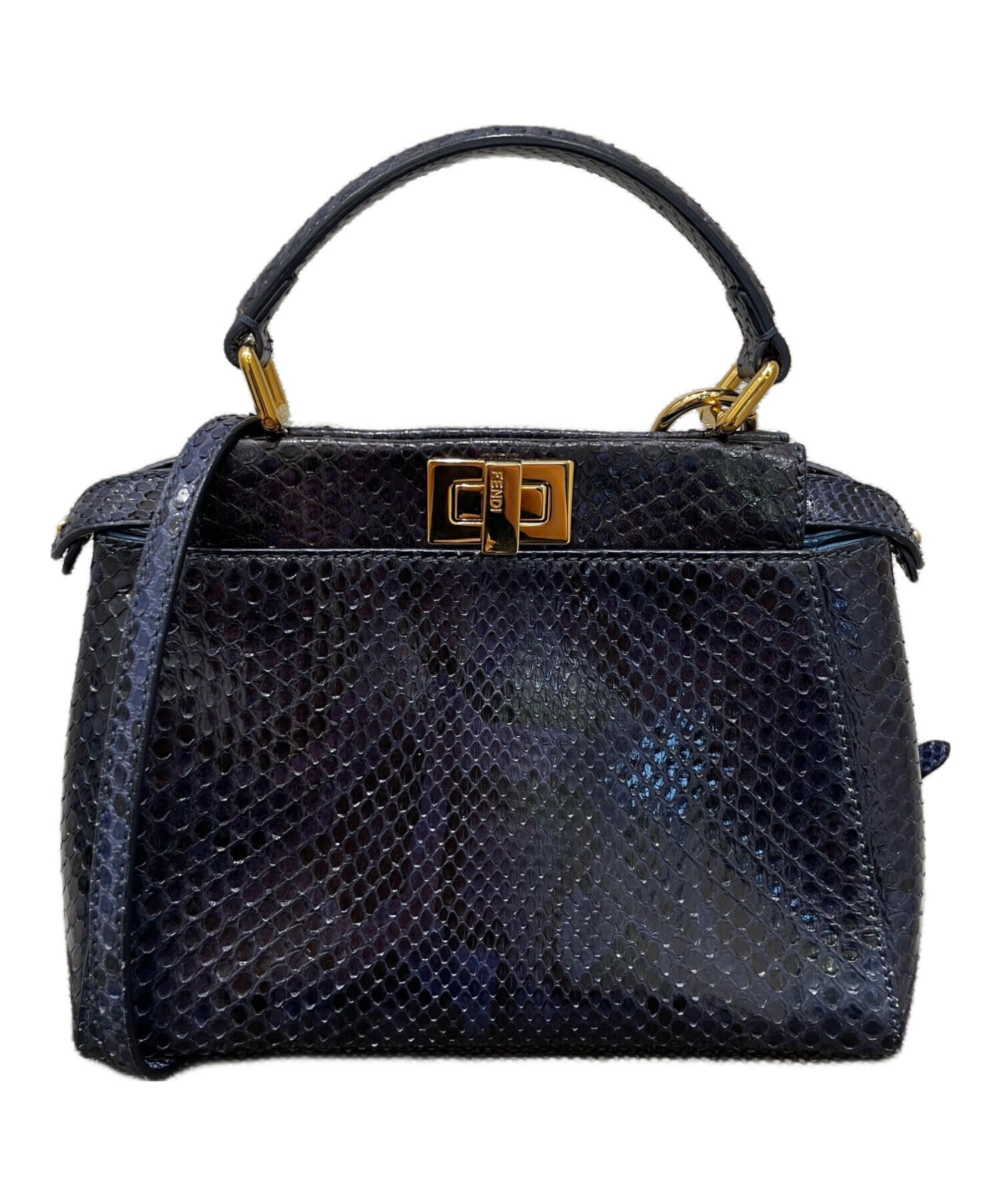 FENDI ピーカブー ミニ ネイビー バッグ 中古・古着通販】FENDI (フェンディ) PEEKABOO MINI / ピーカブー ミニ