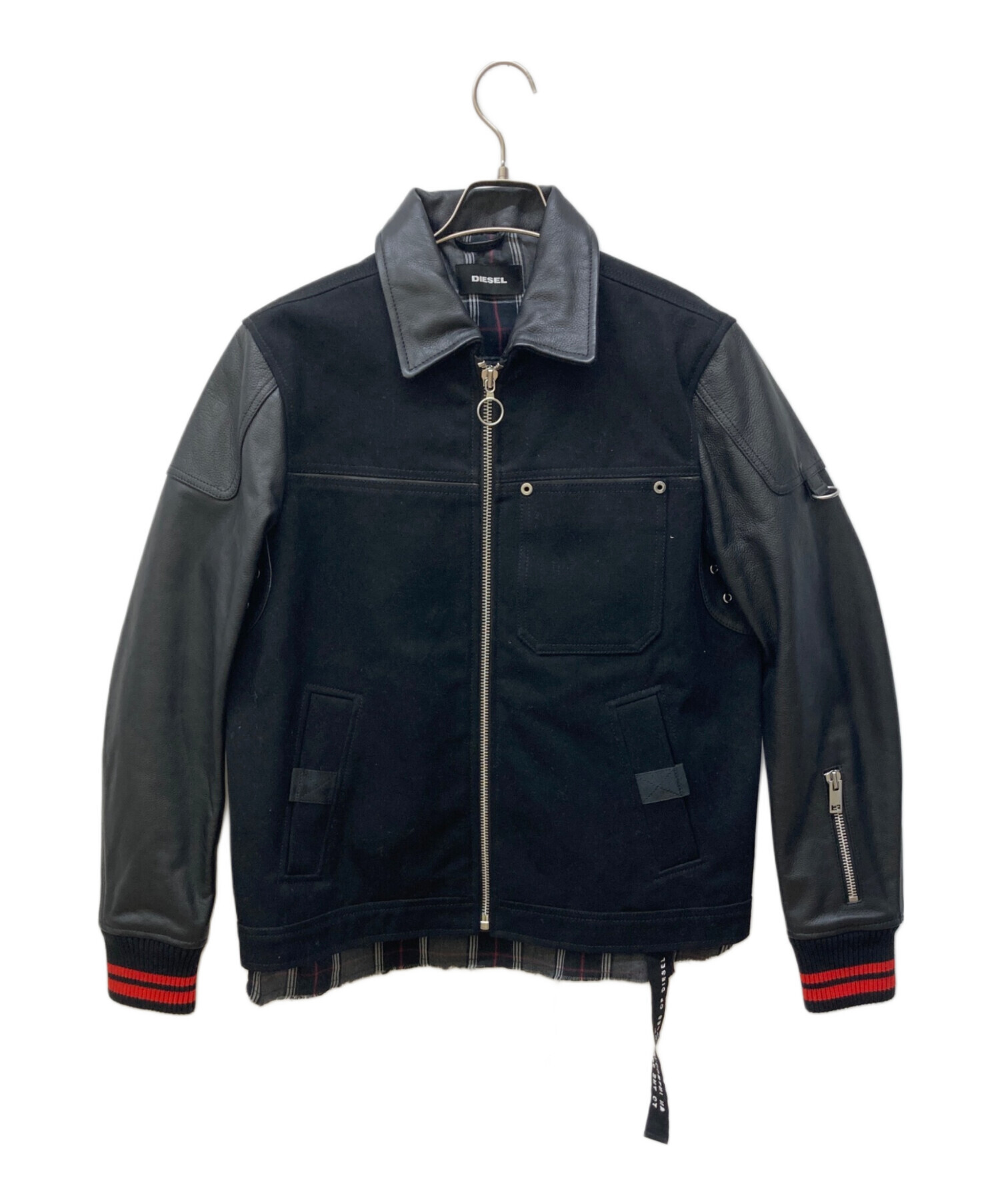 中古・古着通販】DIESEL (ディーゼル) 襟レザーキャンバスレイヤード