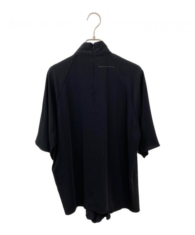 MM6 メゾンマルジェラ ドレープ ハイネック 半袖ブラウス 青 40 uq3 中古・古着通販】MM6 Maison Margiela (エムエムシックスメゾン