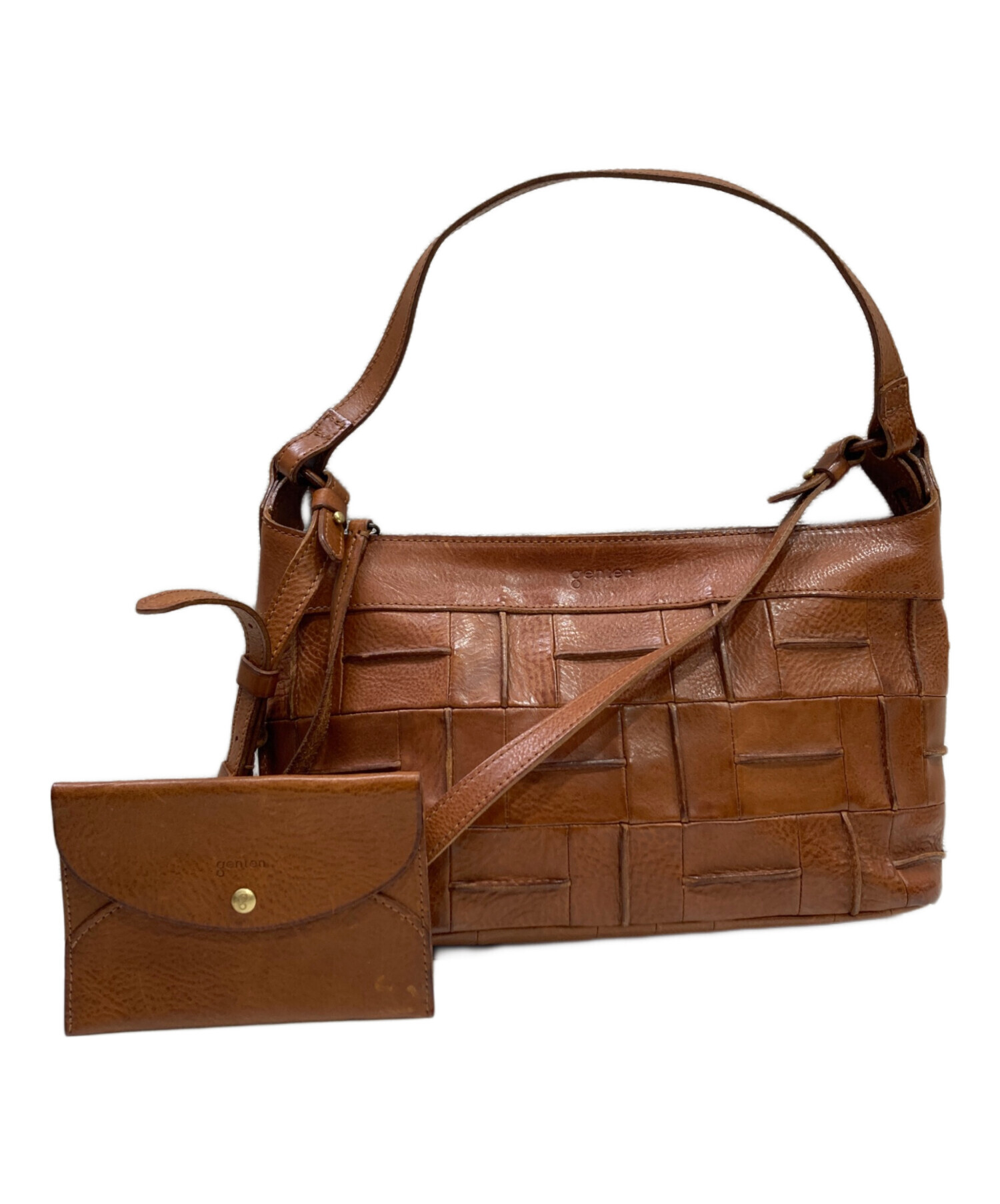 genten ゲンテン　カゴバッグ 2way ショルダーバッグ　レザー 中古・古着通販】genten (ゲンテン) 2WAYレザーメッシュショルダー