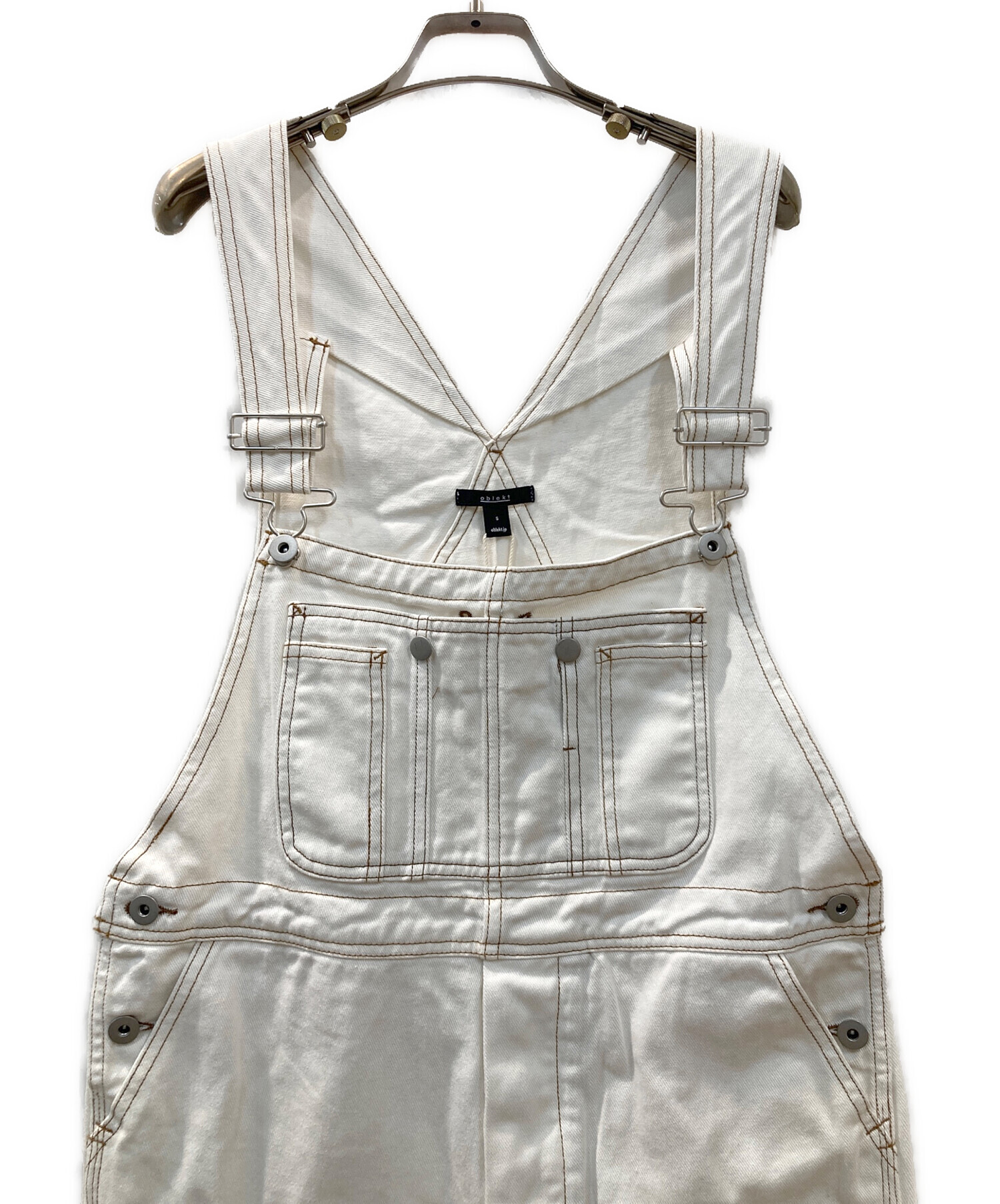 中古・古着通販】oblekt (オブレクト) デニムオーバーオール ホワイト