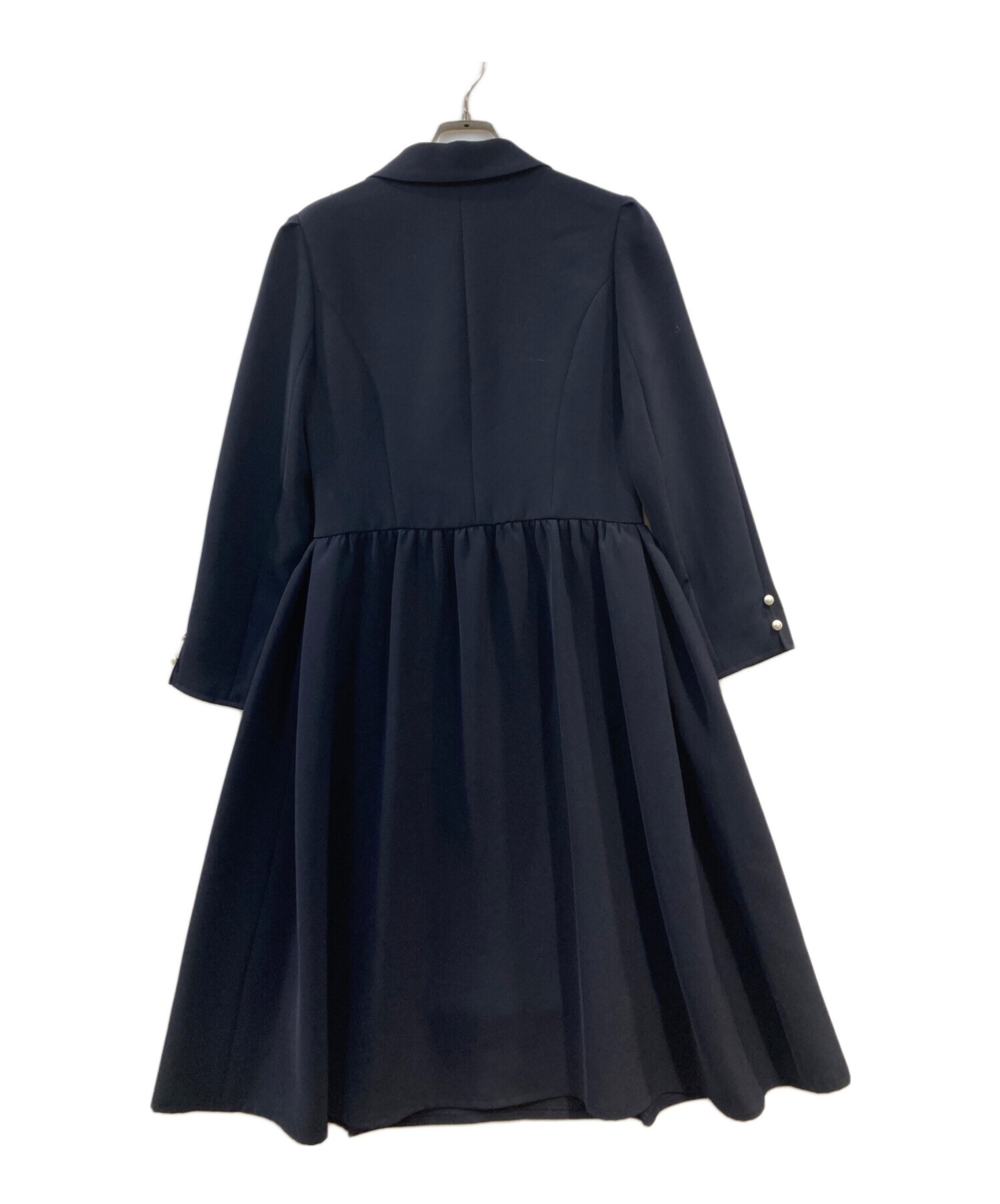 ルネ　ワンピース　紺　パール 中古・古着通販】Rene (ルネ) パール付フロントジップワンピース