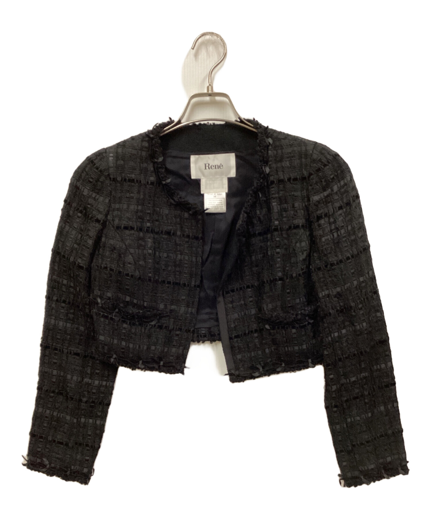 【極美品】Rene ルネ　ノーカラージャケット　黒　38 中古・古着通販】Rene (ルネ) ノーカラージャケット ブラック サイズ