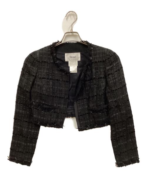 ルネ Rene ジャケット 黒 ブラック 新品未使用タグ付 中古・古着通販】Rene (ルネ) ノーカラージャケット ブラック サイズ