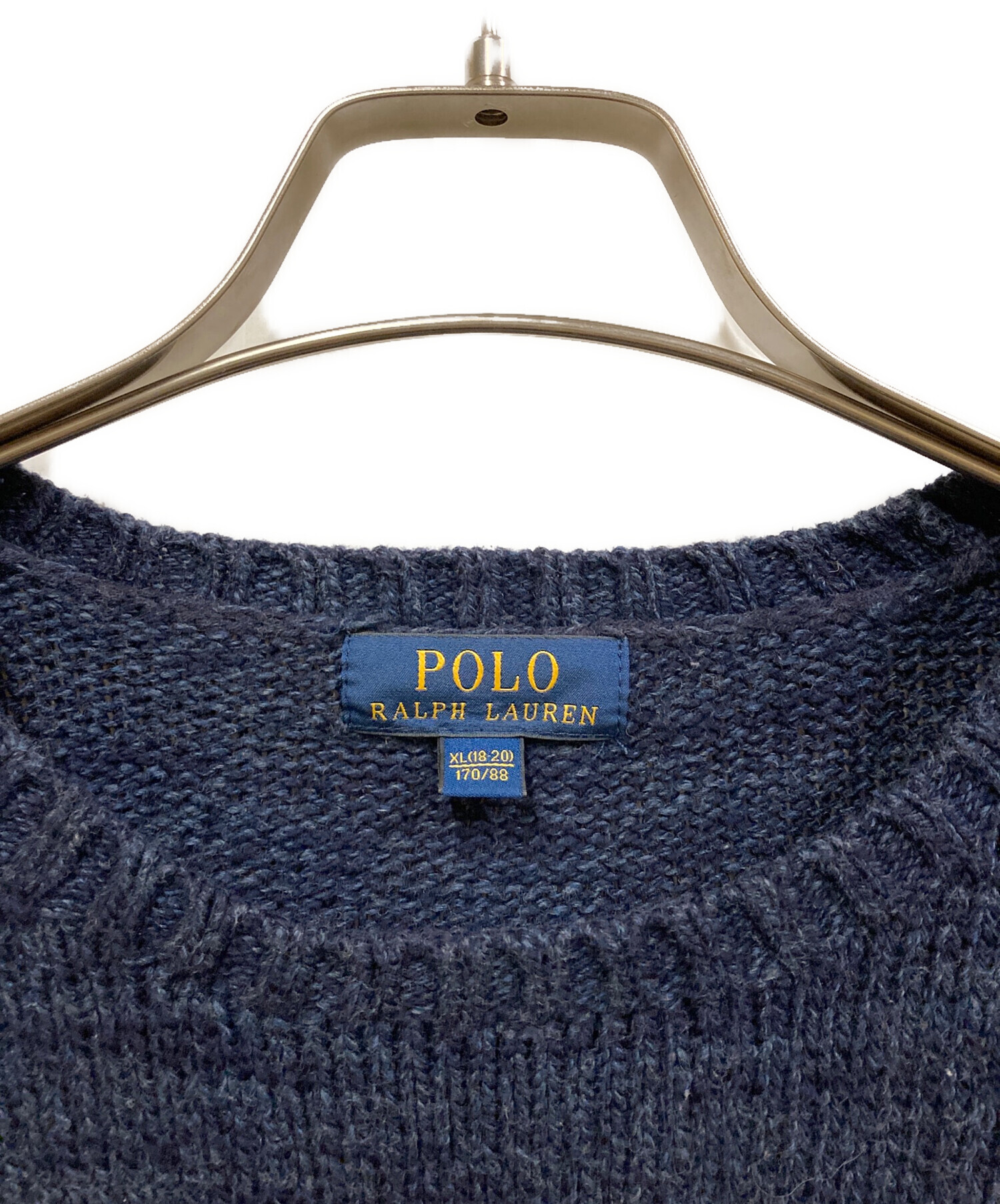 近年モデル 美品 リネン混　ラルフローレン　セーター　ベア　星条旗　ネイビー 中古・古着通販】POLO RALPH LAUREN (ポロ・ラルフローレン) 星条旗