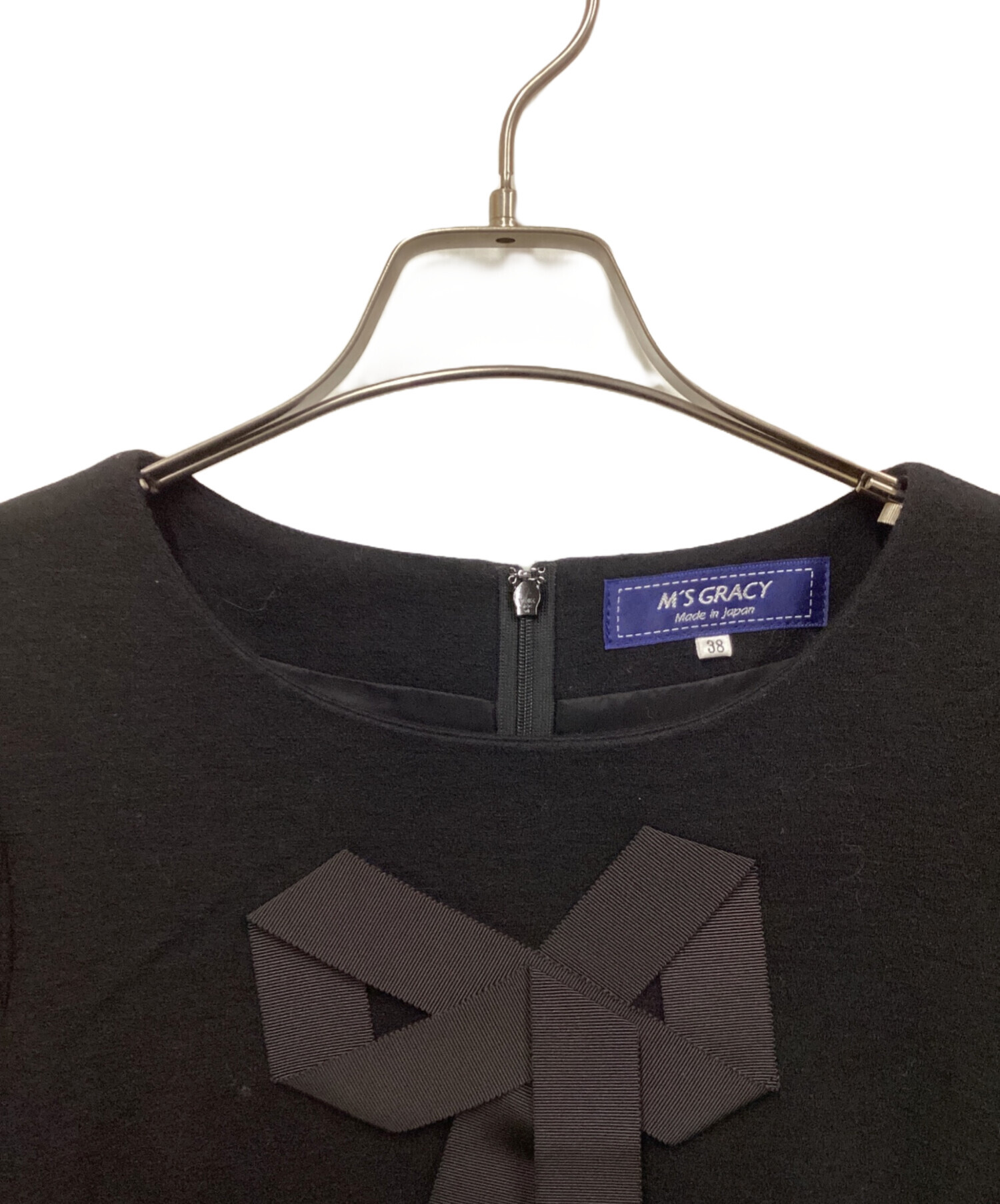 M'S GRACY エムズグレイシー ワンピース ウール リボン 現行タグ38 中古・古着通販】M'S GRACY (エムズグレイシー) リボンワンピース