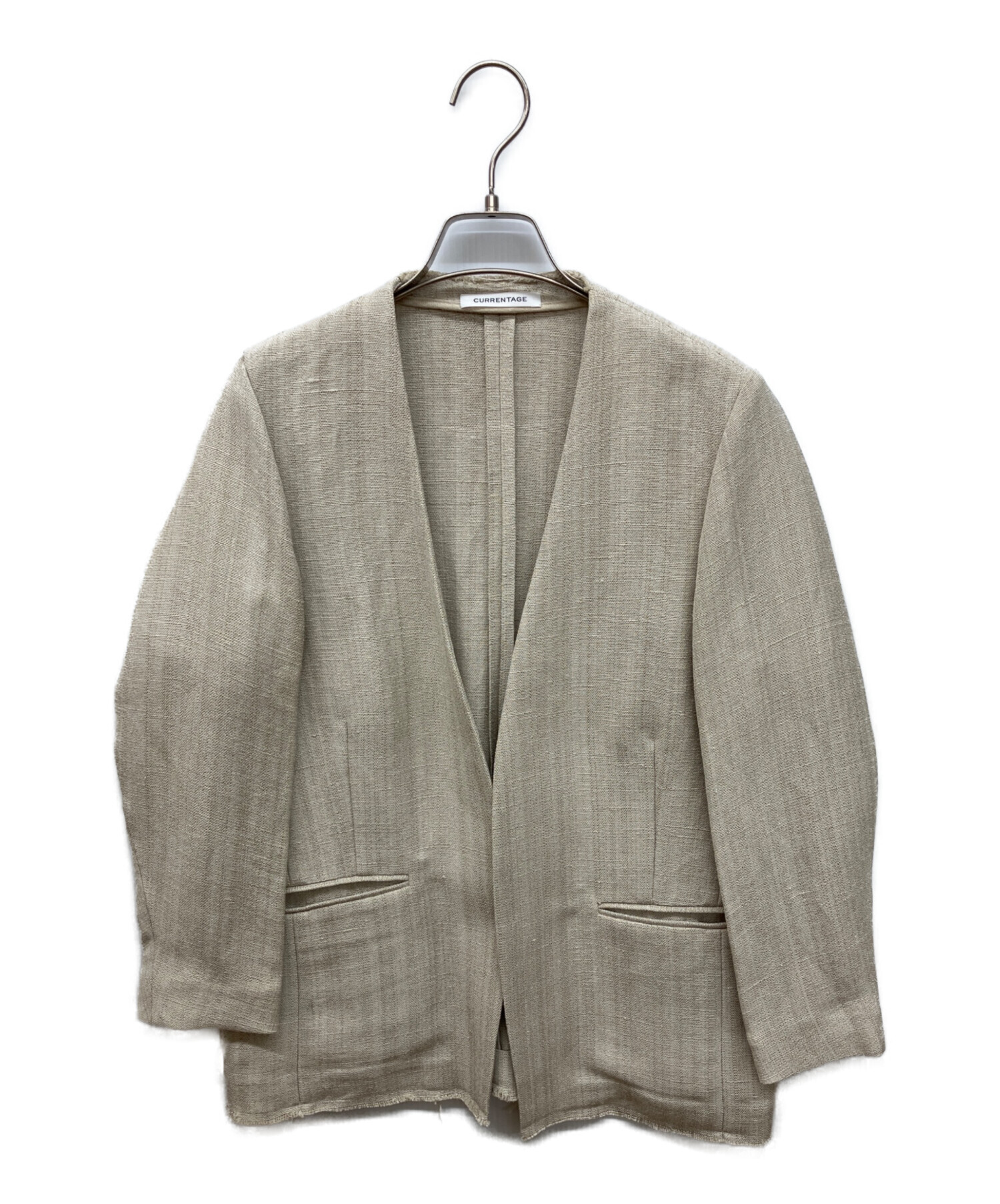 CURRENTAGE カレンテージ NO COLLER JACKET アイボリー サイズ S