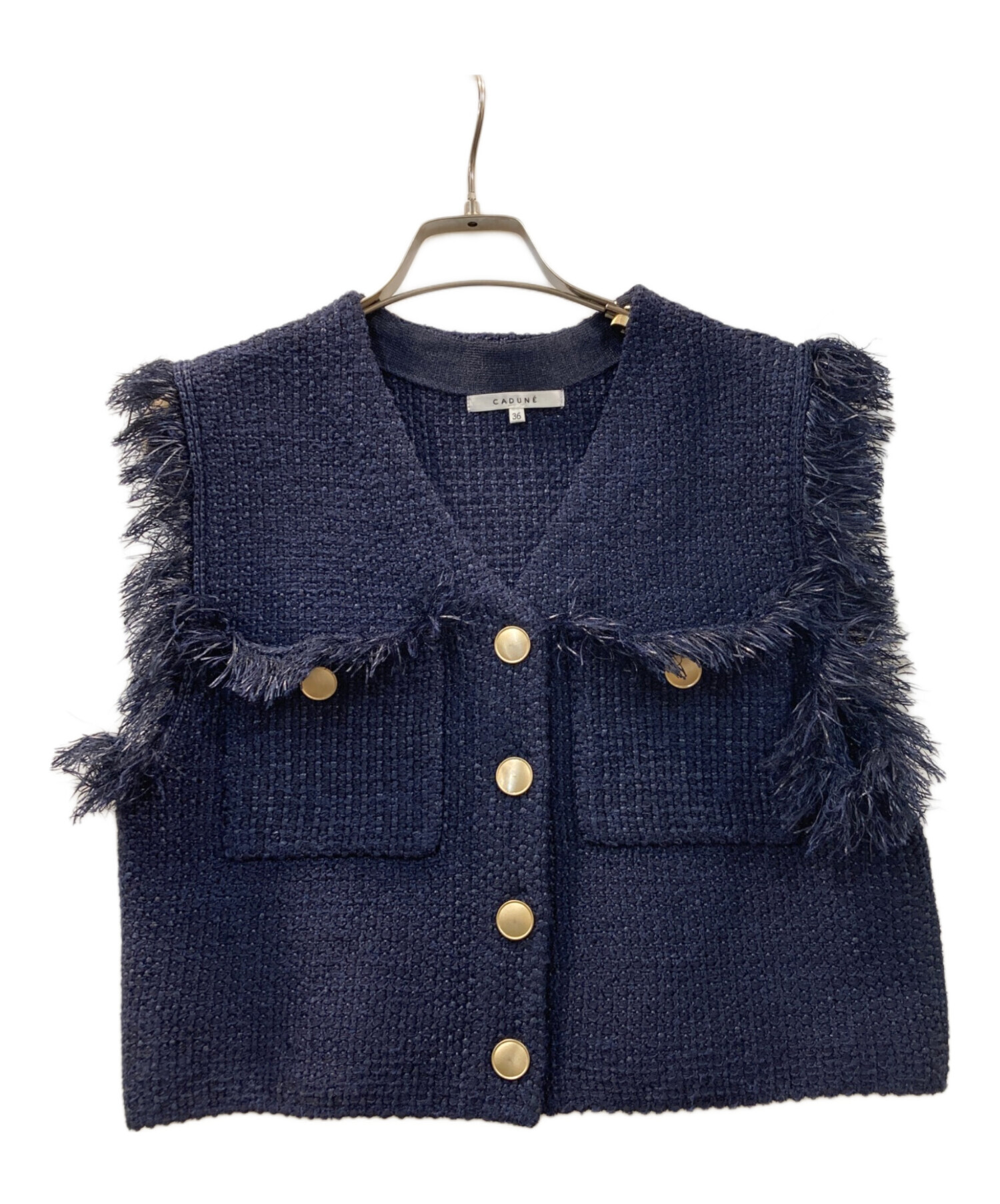 中古・古着通販】CADUNE (カデュネ) ツイードジレ ネイビー サイズ:36