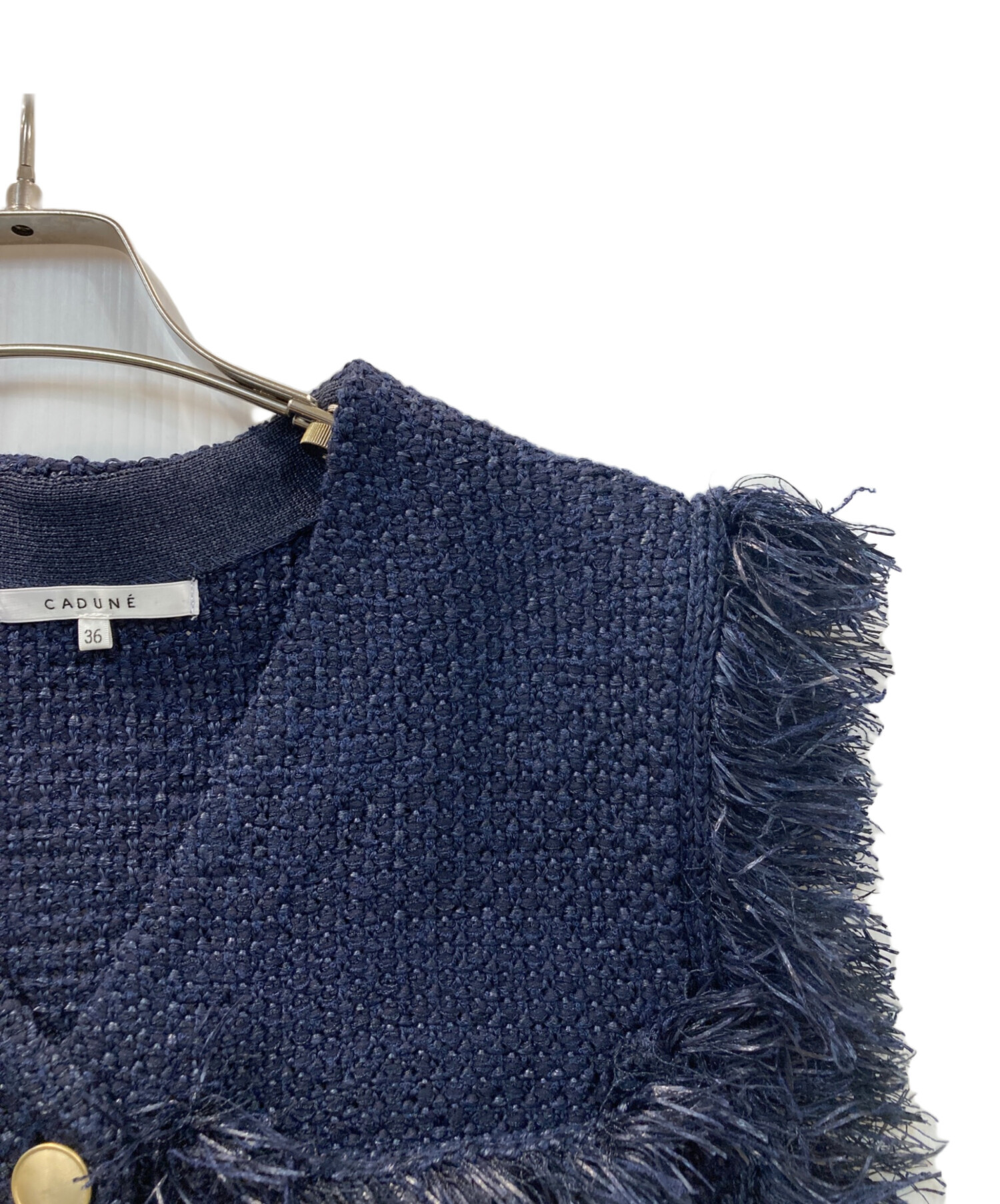 中古・古着通販】CADUNE (カデュネ) ツイードジレ ネイビー サイズ:36