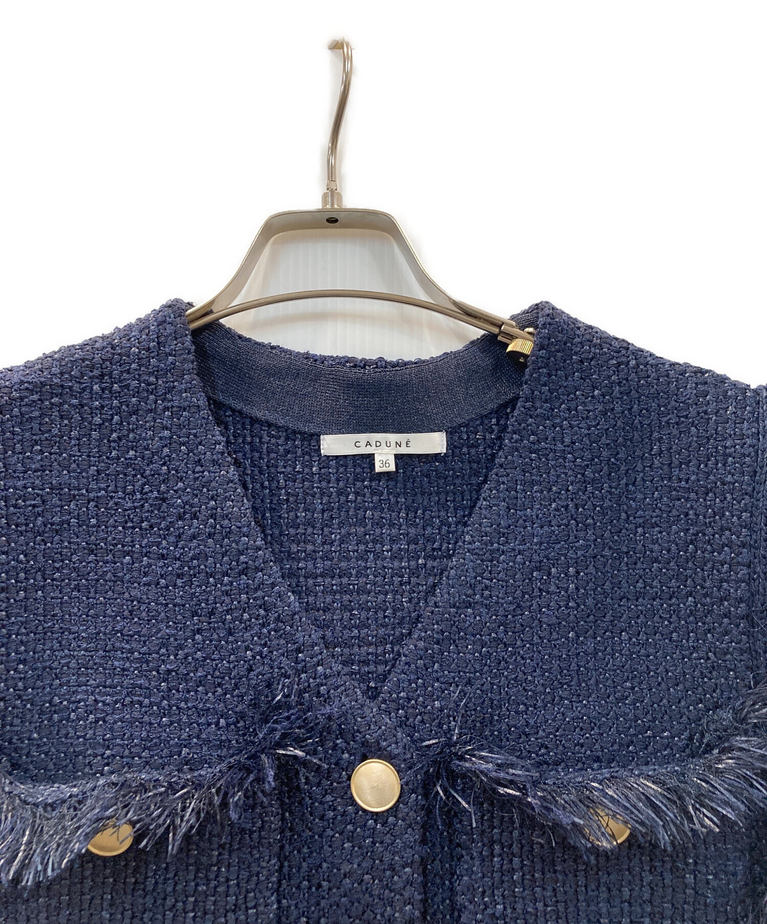 中古・古着通販】CADUNE (カデュネ) ツイードジレ ネイビー サイズ:36