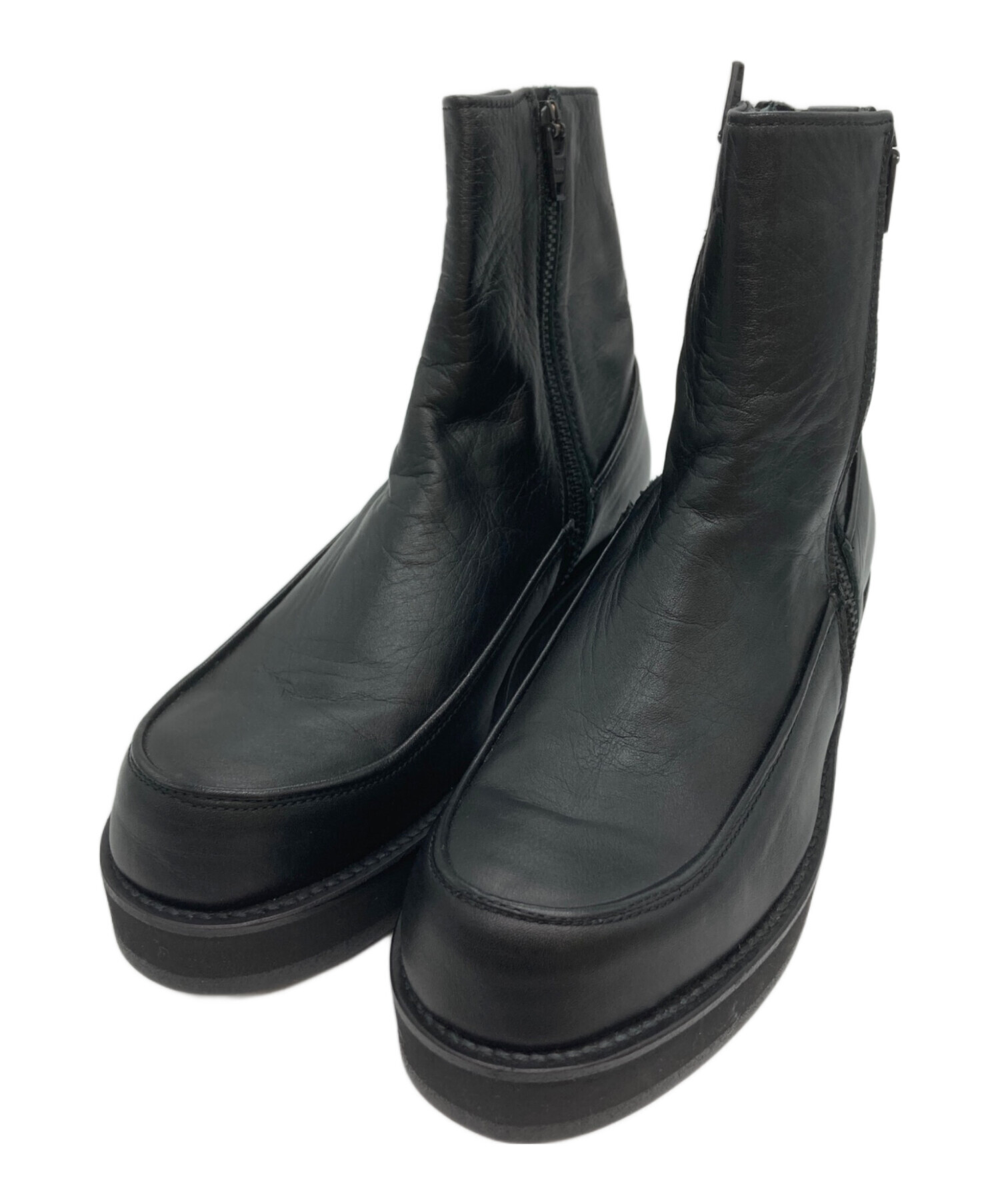 中古・古着通販】Y's (ワイズ) SOOMTH LEATHER PLATFORM ZIP UP BOOTS