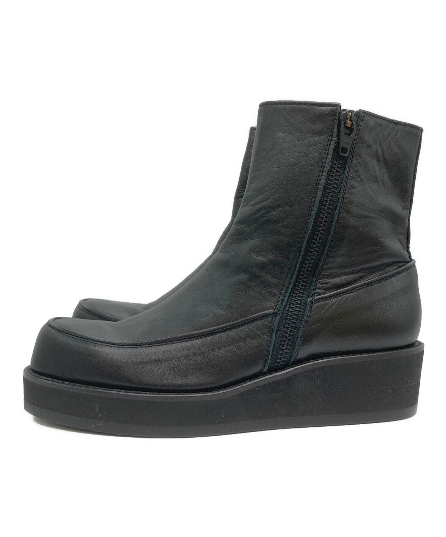 リユースショップYU　100足 中古・古着通販】Y's (ワイズ) SOOMTH LEATHER PLATFORM ZIP UP BOOTS