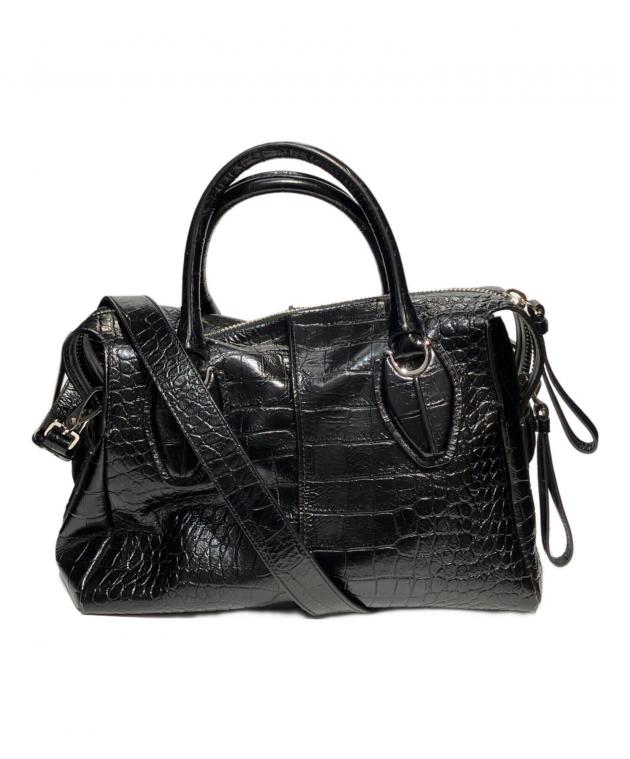 中古・古着通販】TOD'S (トッズ) クロコ型押し2WAYバッグ ブラック