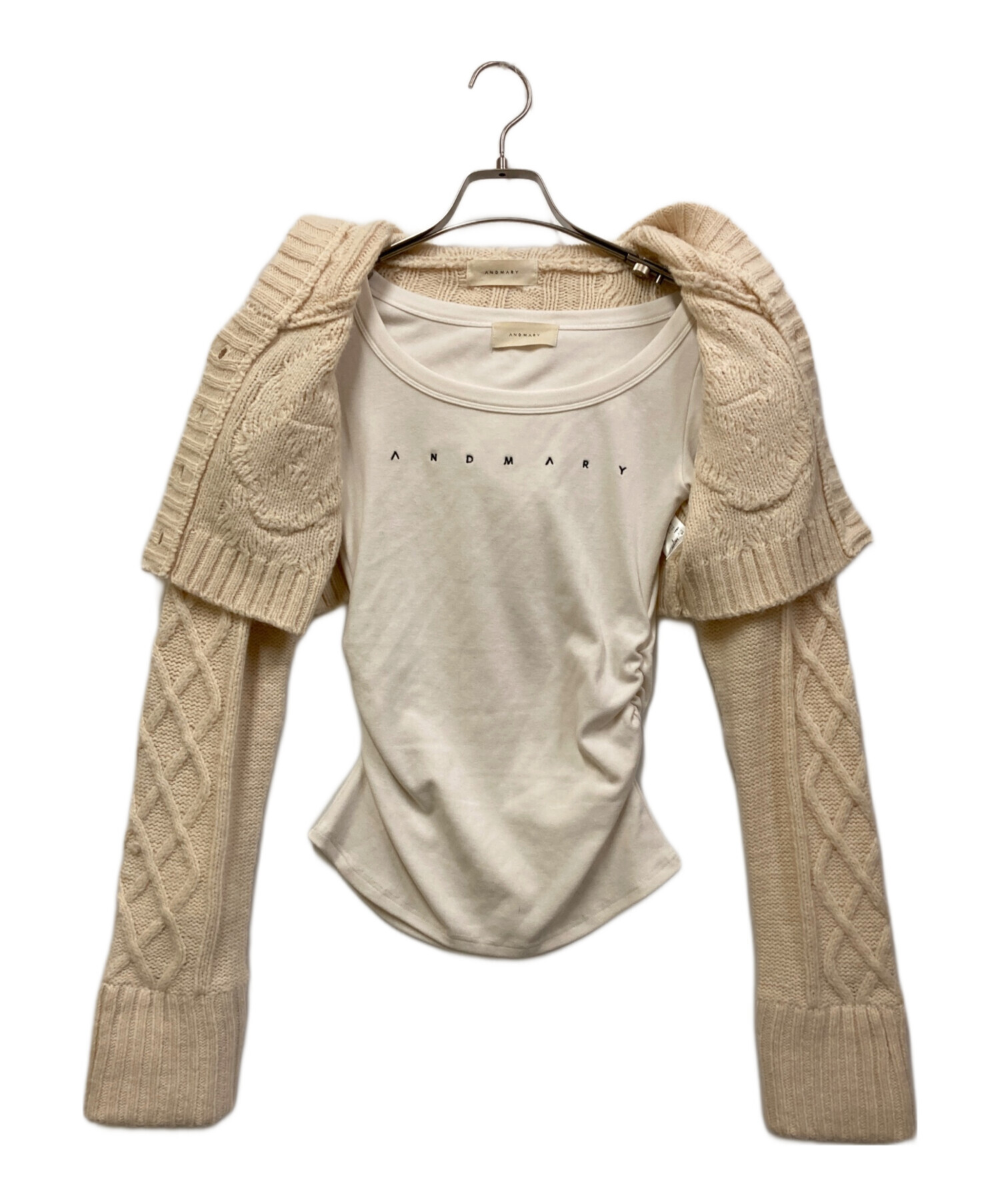 andmary Mary logo knit tops アイボリー 新品未使用 ANDMARY】Mary logo knit tops