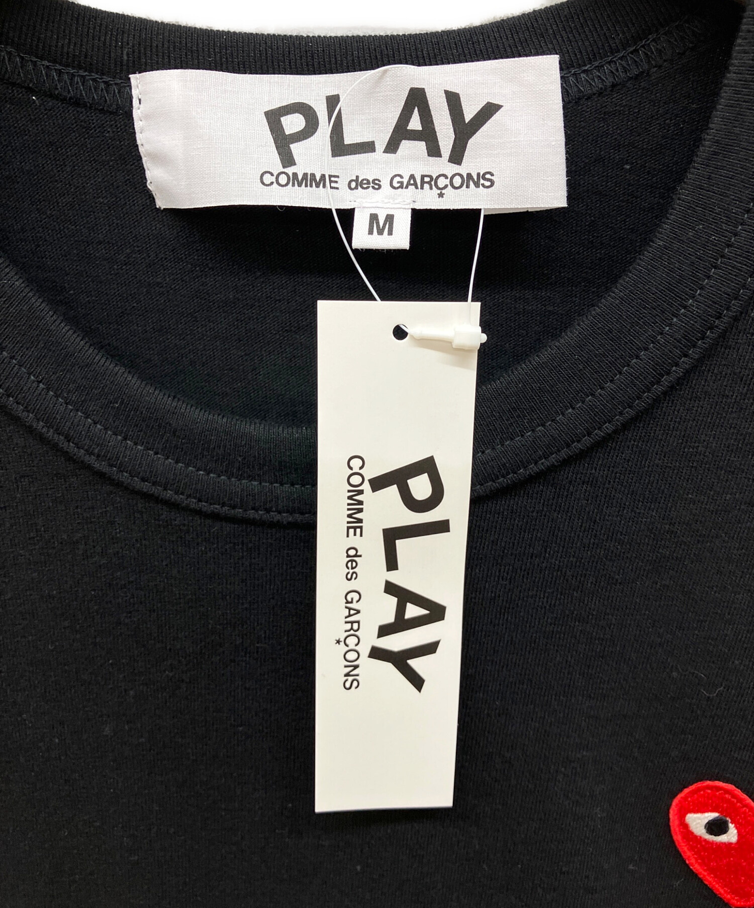PLAY COMME des GARCONS Tシャツ・カットソー M 黒 【古着】【中古】【送料無料】 COMME des GARCONS - COMME des GARCONS Tシャツ・カットソー M 黒