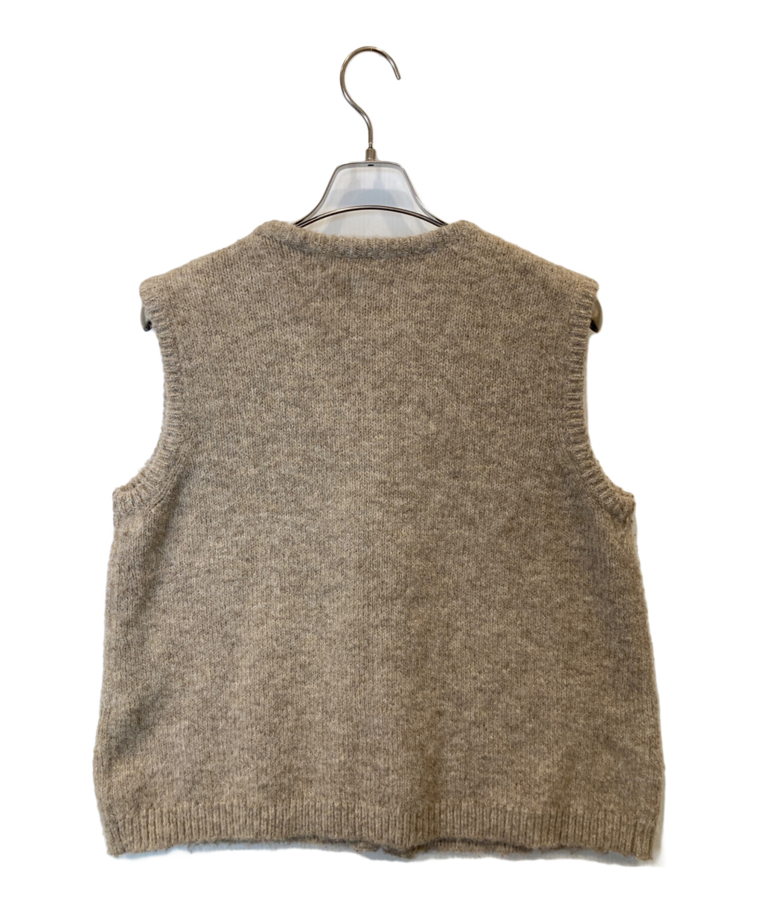 オオカミとフクロウ Vネックニットベスト ベージュ オオカミとフクロウ】ニットベスト ベージュ F 割引 オオカミと