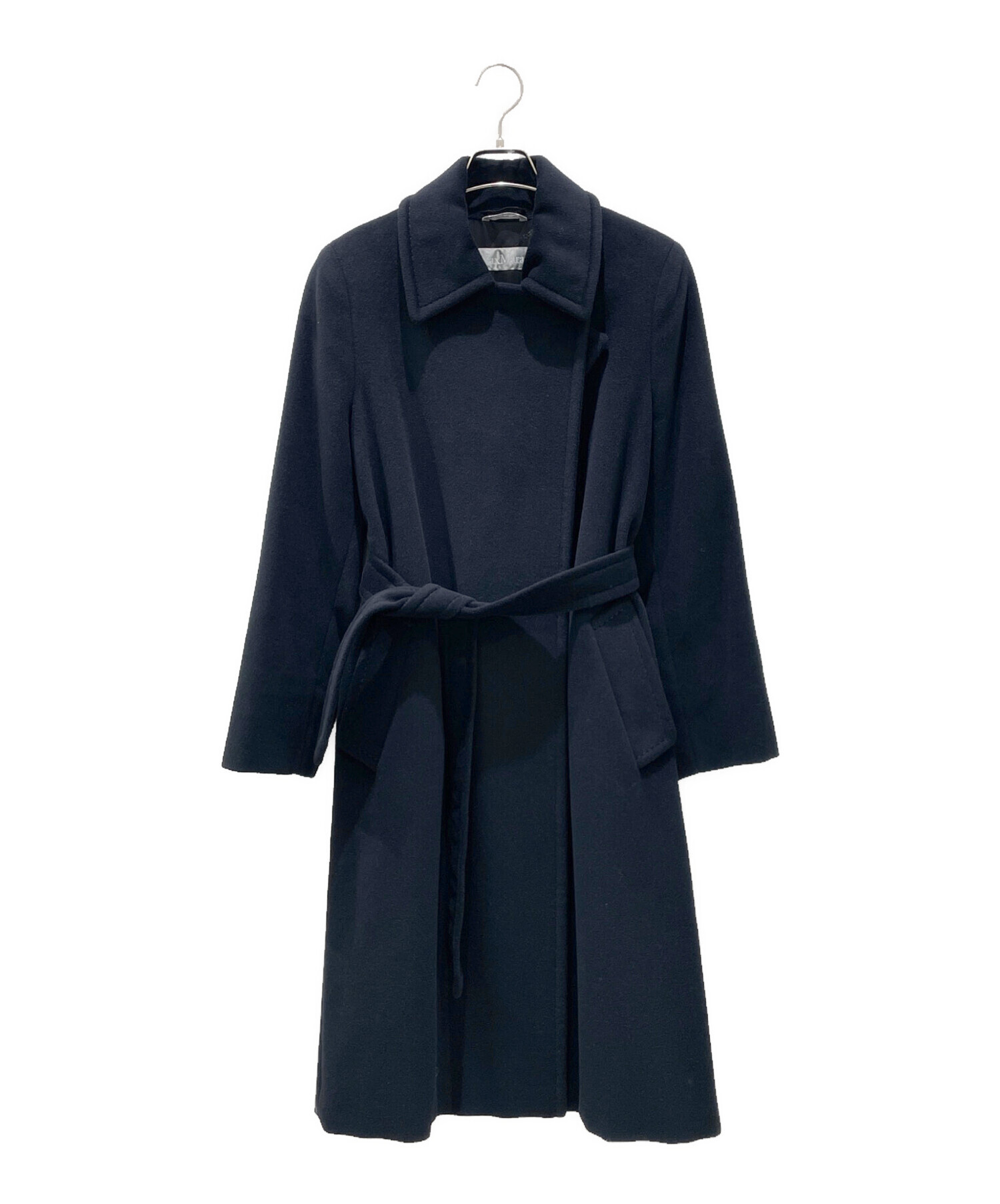 【お値引き中】MaxMara ベルテッドコート ロング ミンク ウール 40 中古・古着通販】MaxMara (マックスマーラ) アンゴラウールベルテッド