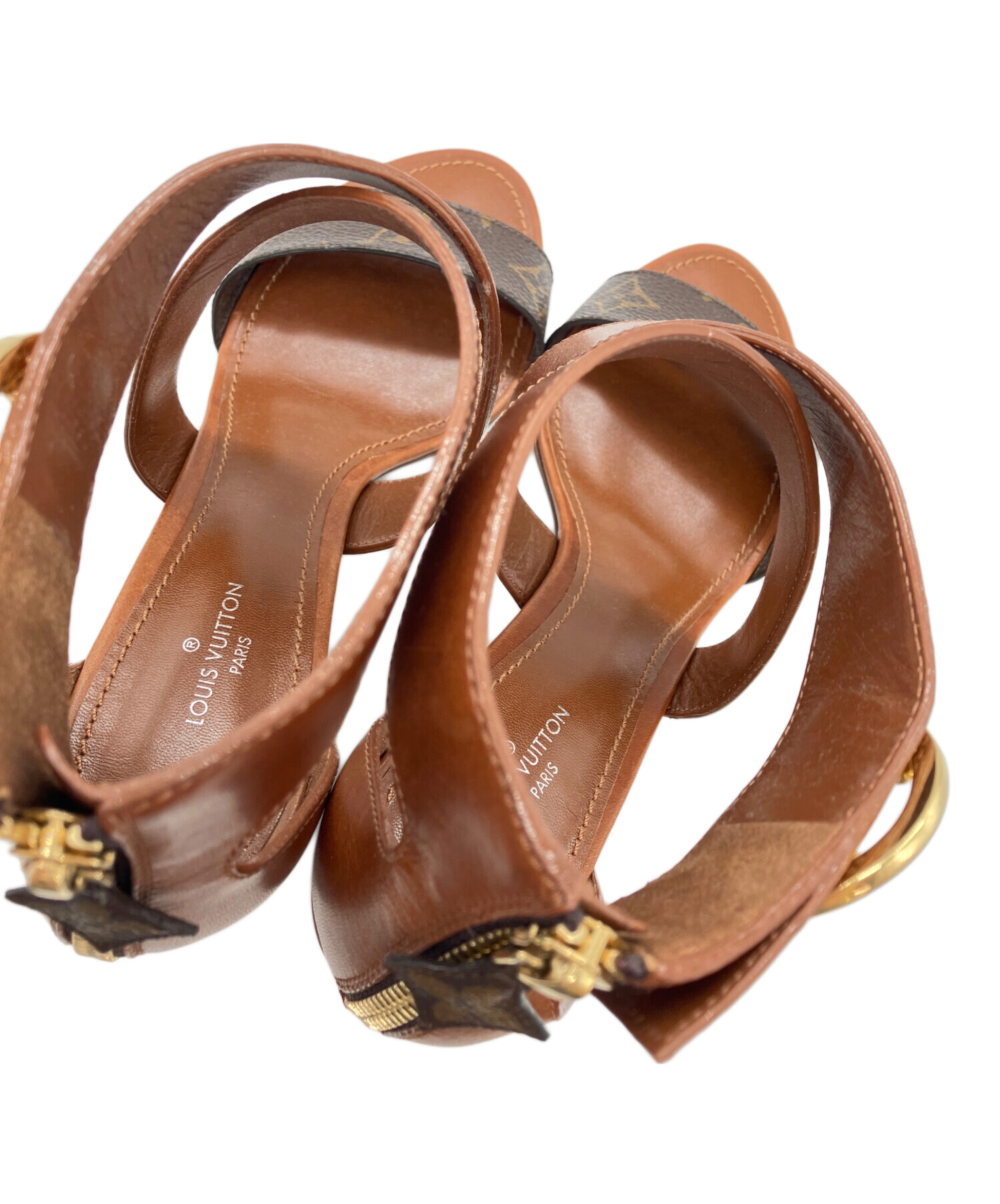 Louis Vuitton サンダル ブラウン 10cmヒール 中古・古着通販】LOUIS VUITTON (ルイ ヴィトン) LVサークル