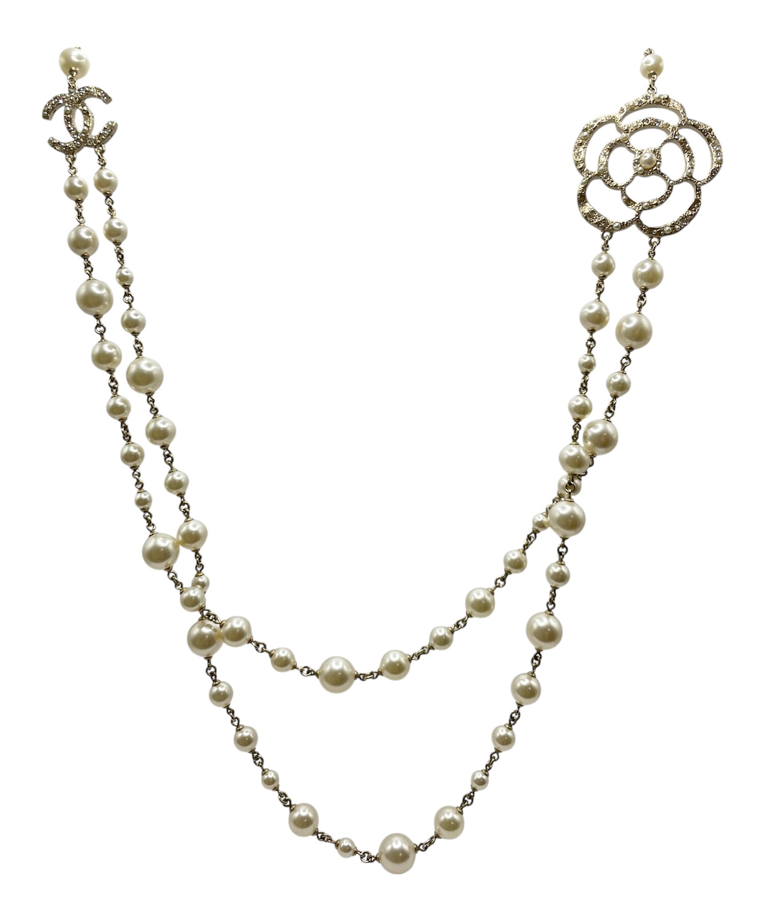 CHANELネックレスココマークカメリアパール 中古・古着通販】CHANEL (シャネル) カメリアパールココマークロング