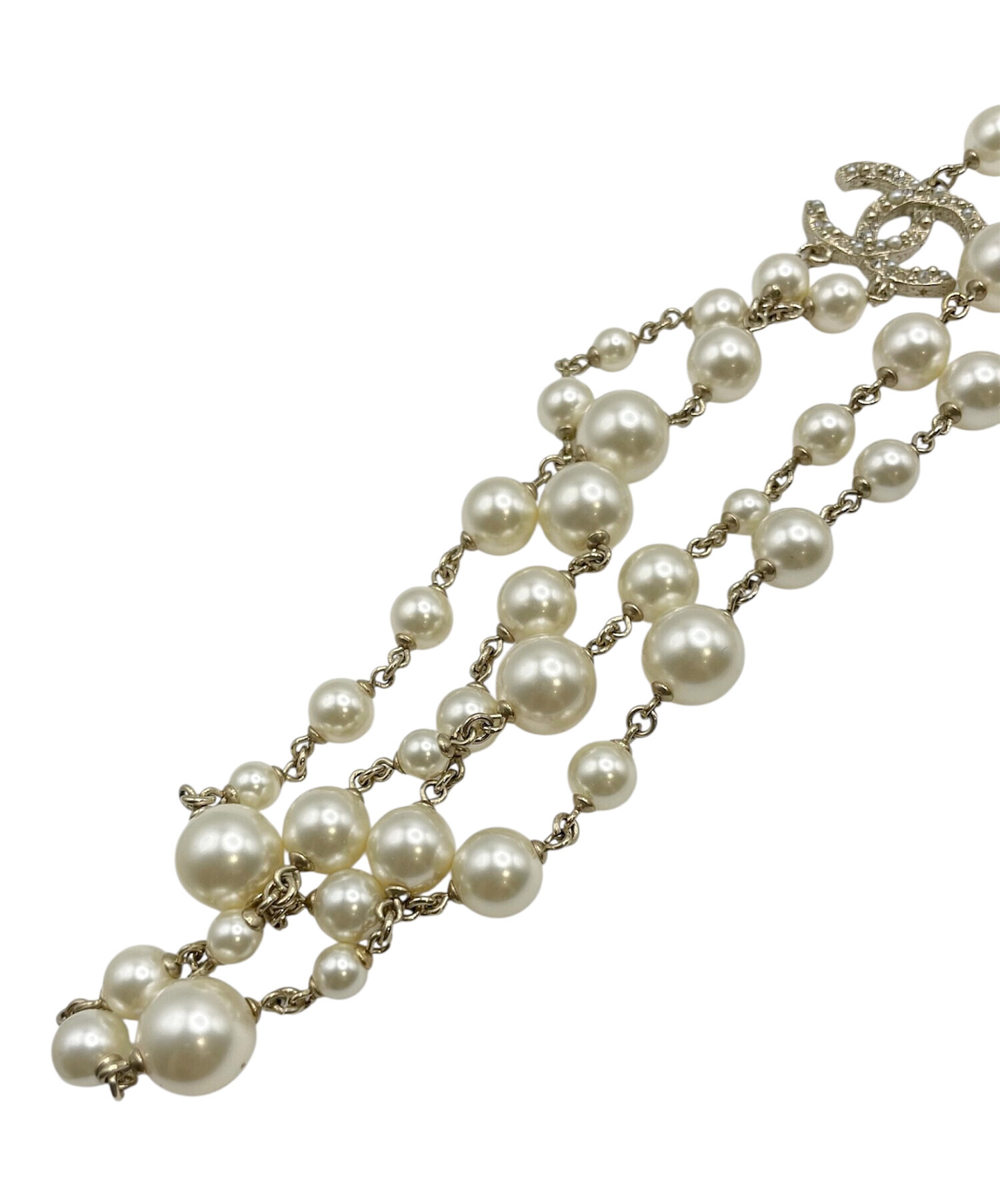 CHANELネックレスココマークカメリアパール シャネルフェイクパールネックレス ココマーク カメリア シルバー金具