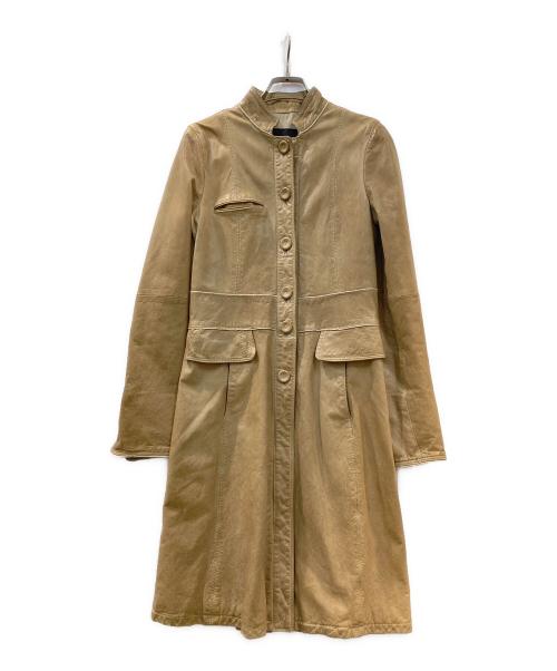 エンポリオアルマーニ ボアロングコート EAデザイン クリーム色 激レア 中古・古着通販】EMPORIO ARMANI (エンポリオアルマーニ) レザーコート