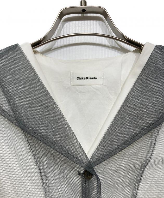 【美品】chikakisada チカキサダ　コンビチュールシャツ　サイズ1 中古・古着通販】Chika Kisada (チカ キサダ) チュールレイヤード