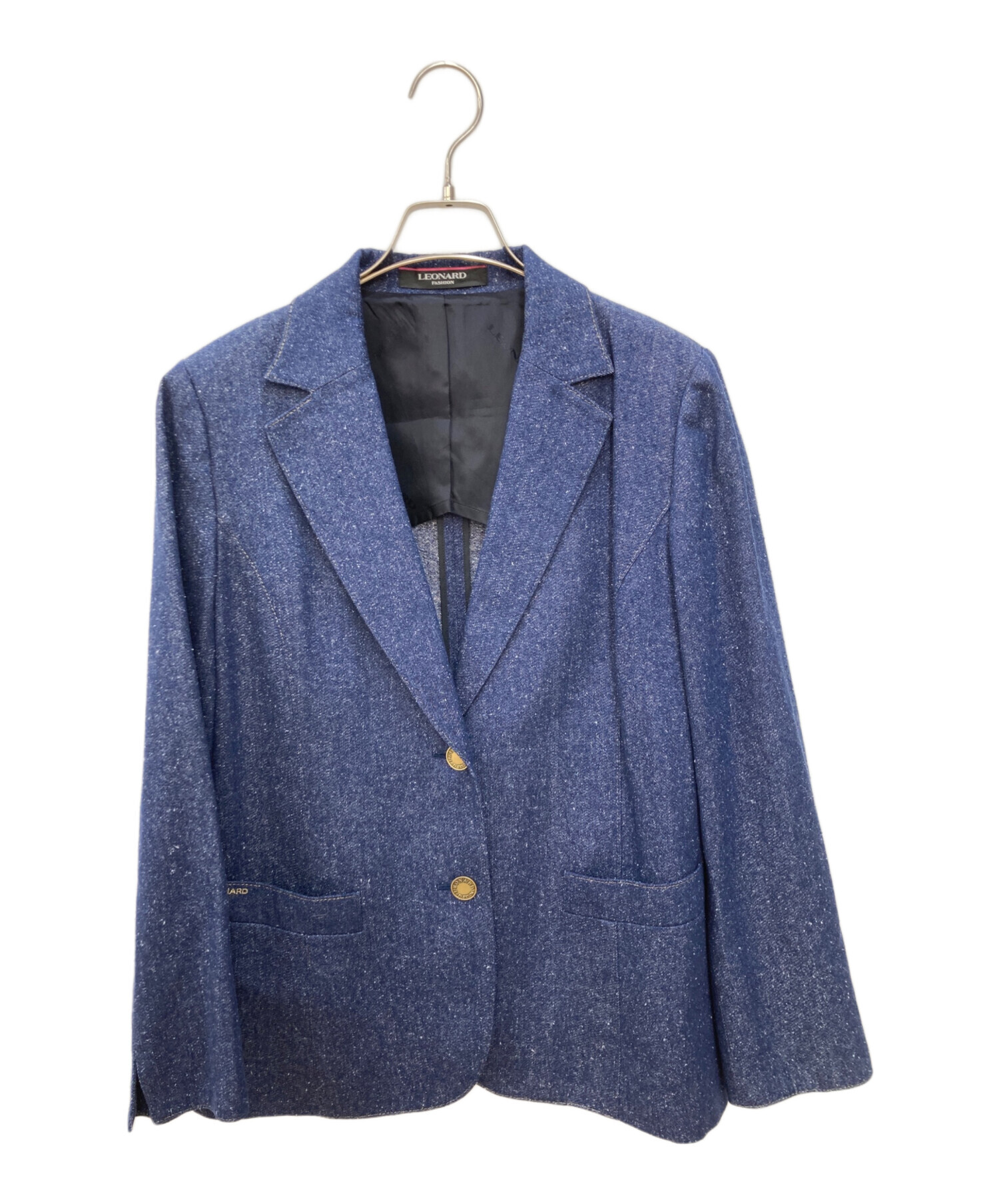 460 【美品】 レオナール デニムジャケット L相当 金ボタン シルク 紺ブレ 中古・古着通販】LEONARD (レオナール) シルクデニムジャケット