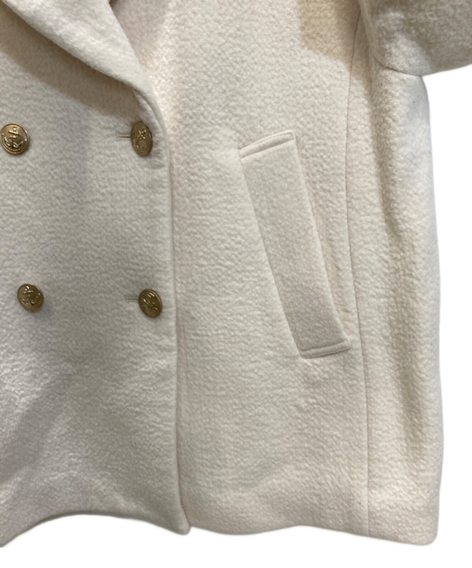 中古・古着通販】CADUNE (カデュネ) 金釦Pコート アイボリー サイズ:38