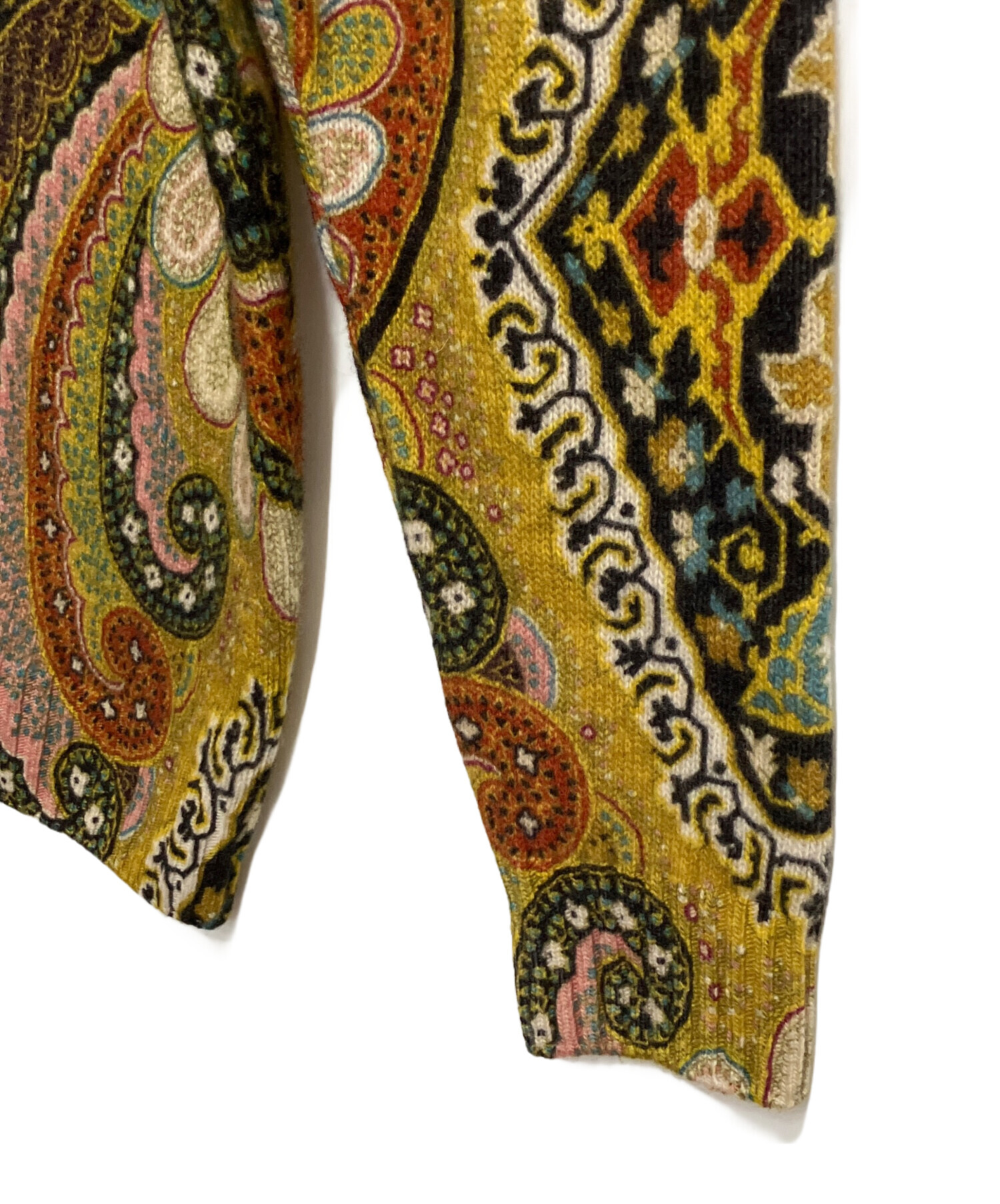 【新品未使用】ETRO エトロ コート タグ付き イエロー 44 中古・古着通販】ETRO (エトロ) 総柄ニット イエロー サイズ:S