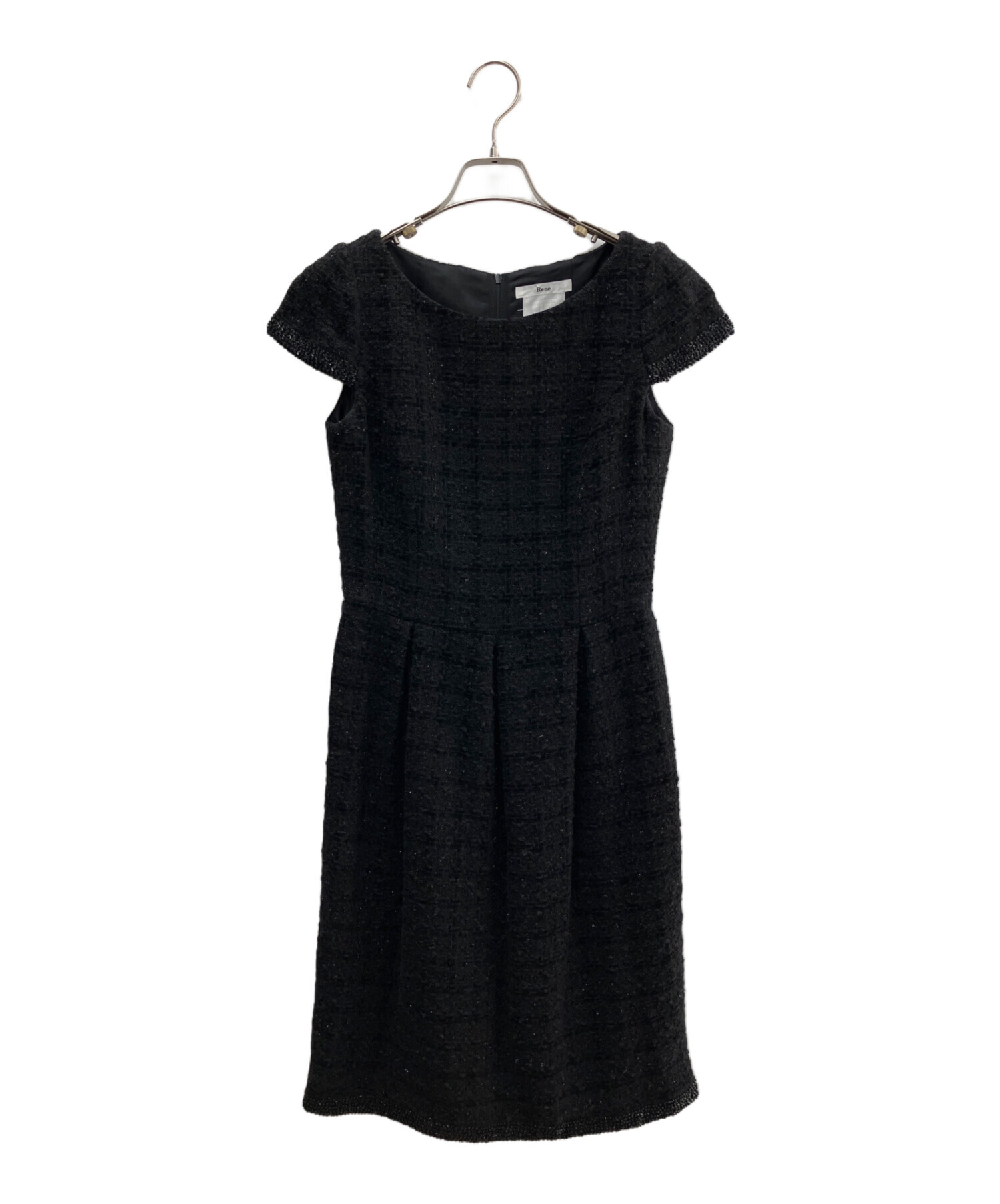 中古・古着通販】Rene (ルネ) ツイードワンピース ブラック サイズ:36