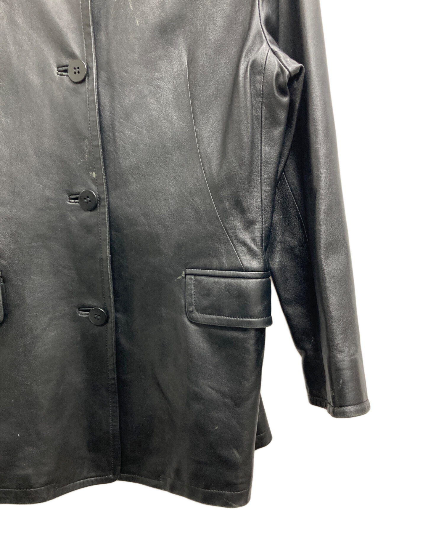 中古・古着通販】BALMAIN (バルマン) ラムレザージャケット ブラック