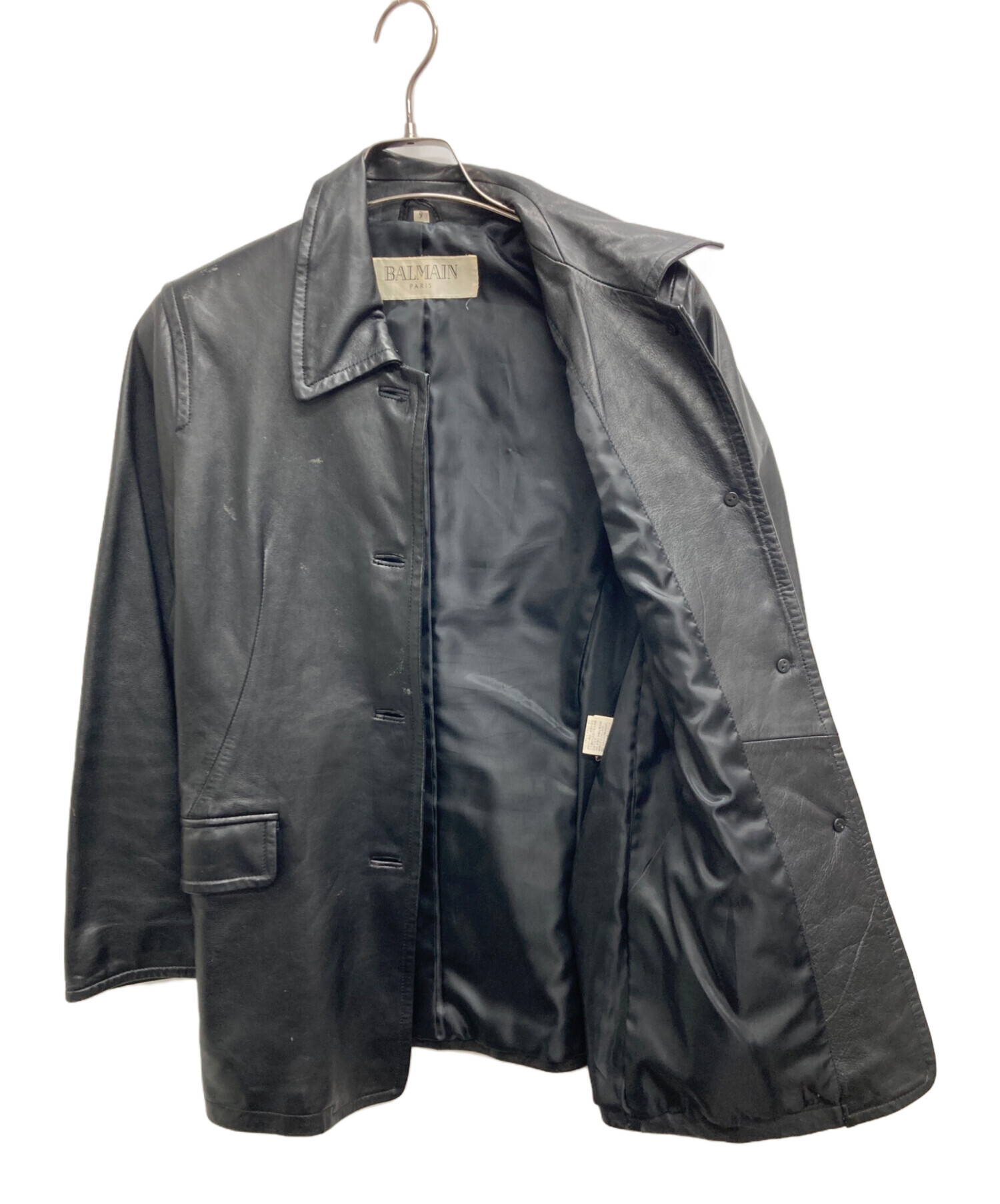 中古・古着通販】BALMAIN (バルマン) ラムレザージャケット ブラック