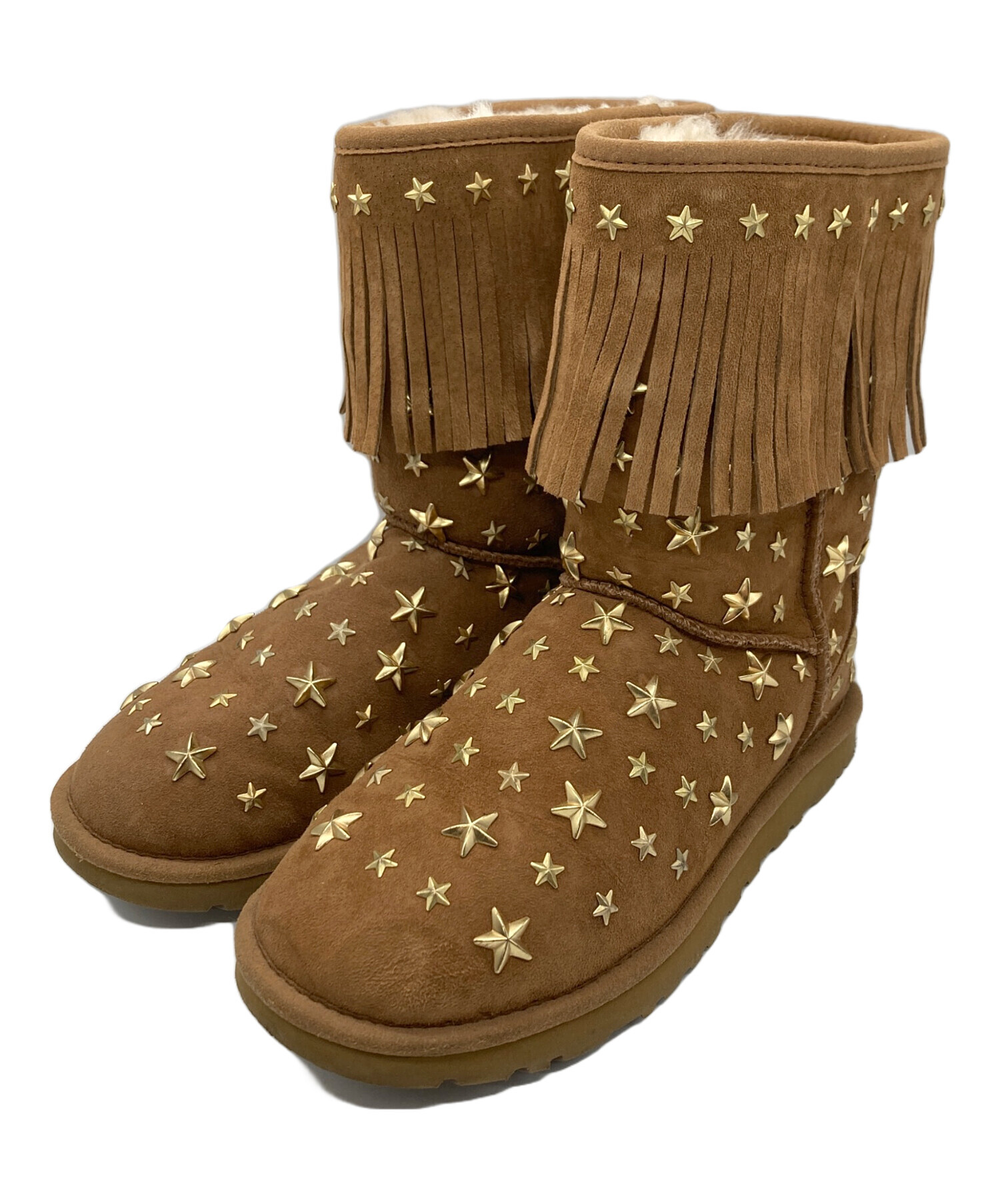 UGG×JIMMY CHOO スタッズ加工 フリンジムートンブーツ SORA 中古・古着通販】UGG (アグ) JIMMY CHOO (ジミーチュウ) スタッズ