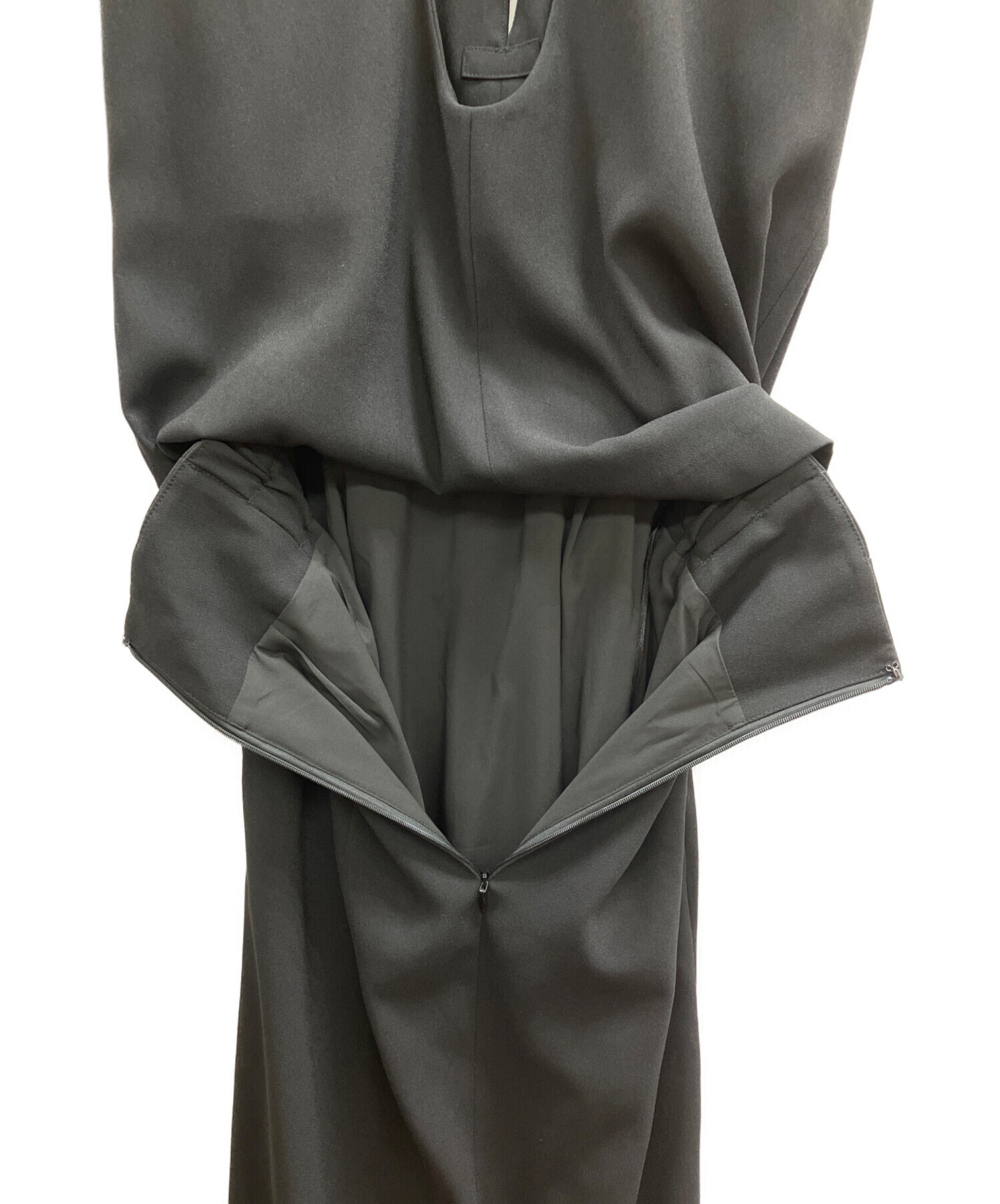 中古・古着通販】CLANE (クラネ) LAYERED BACK OPEN ONEPIECE ブラック 