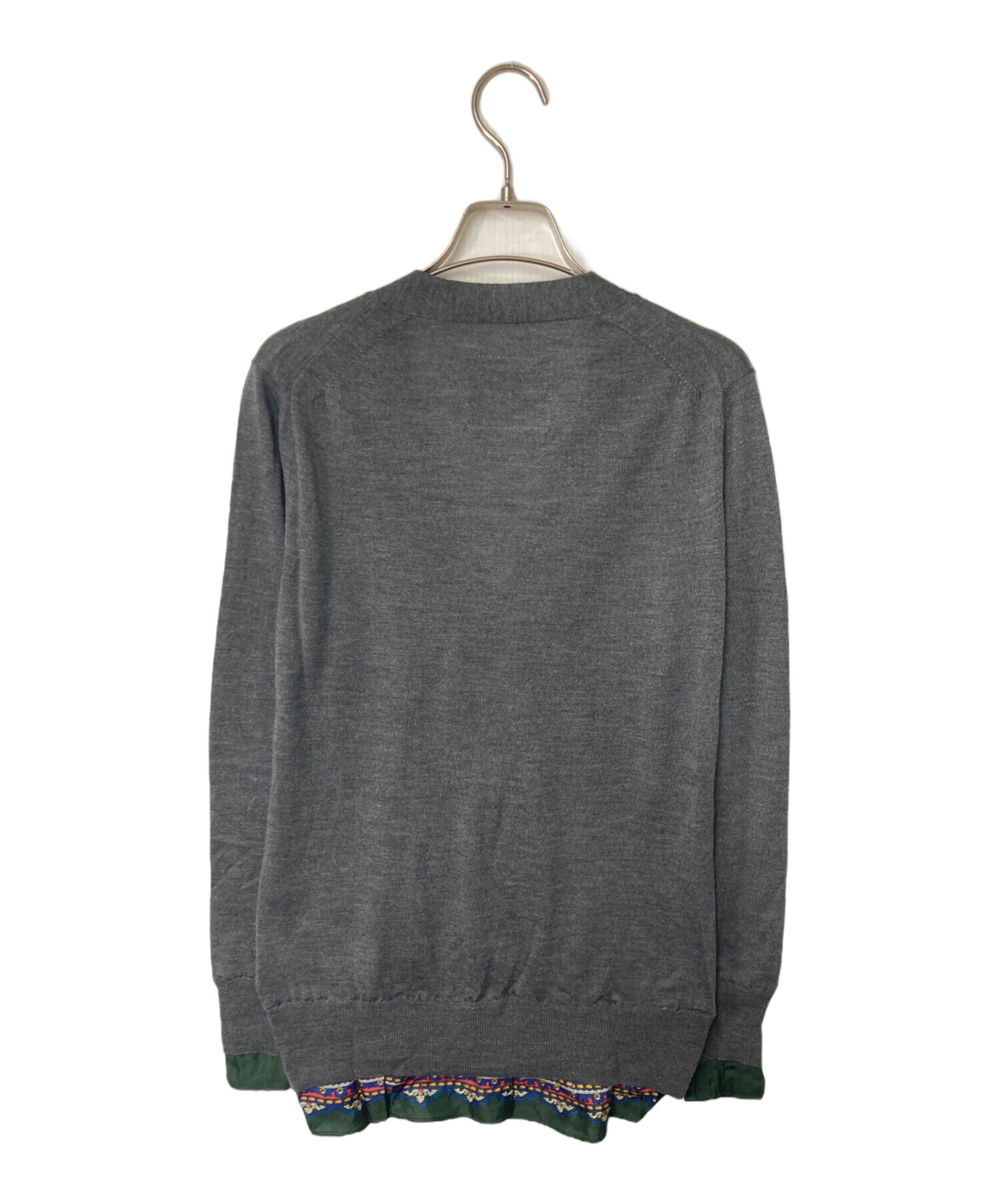 sacai サカイ ペプラム カーディガン グレー 異素材 ドッキング sacai サカイ ペプラム カーディガン グレー 異素材 ドッキング sacai