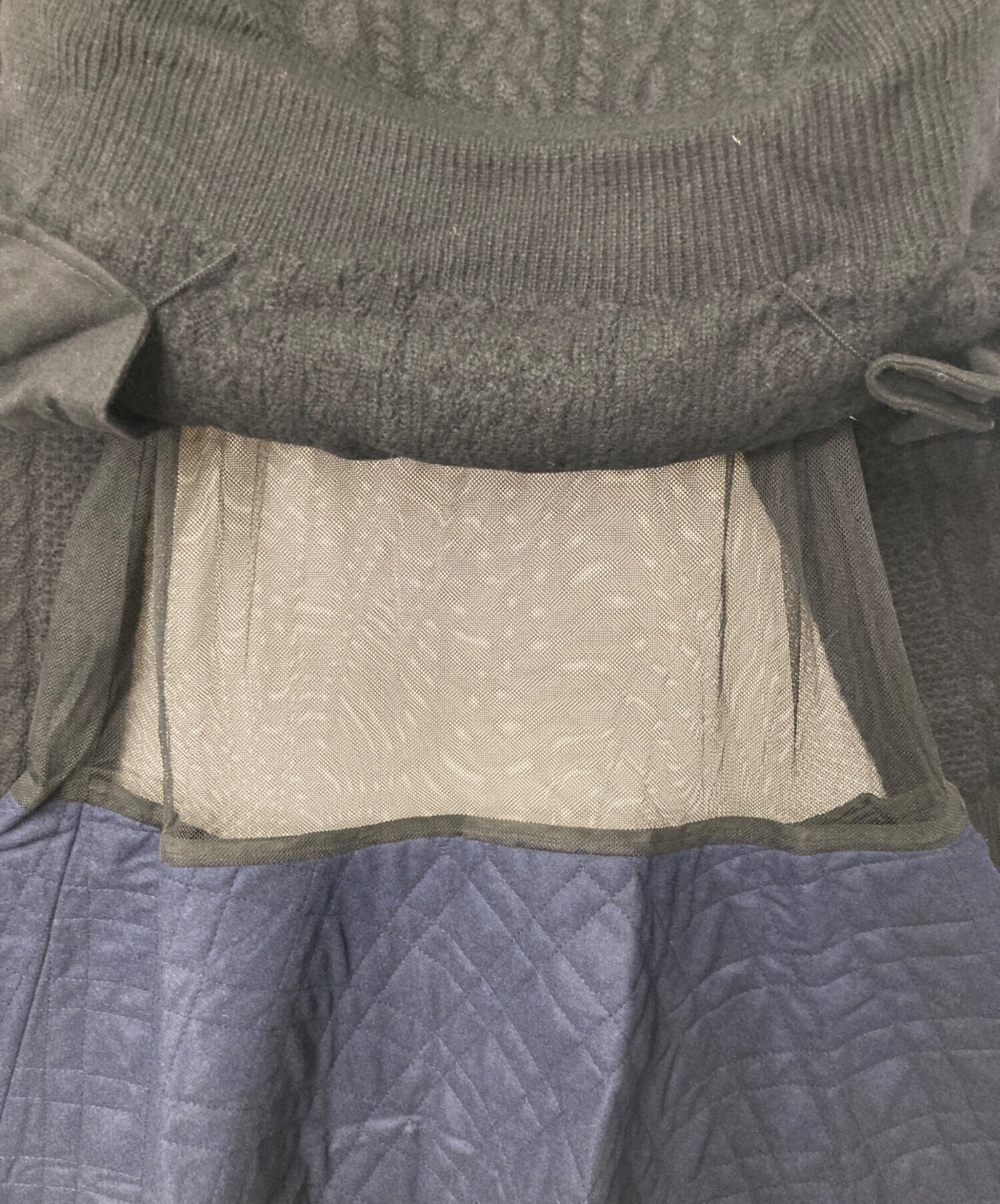 美品 サカイラック ワンピース sacai luck　ドッキング　アランニット 中古・古着通販】sacai luck (サカイラック) ドッキングニット