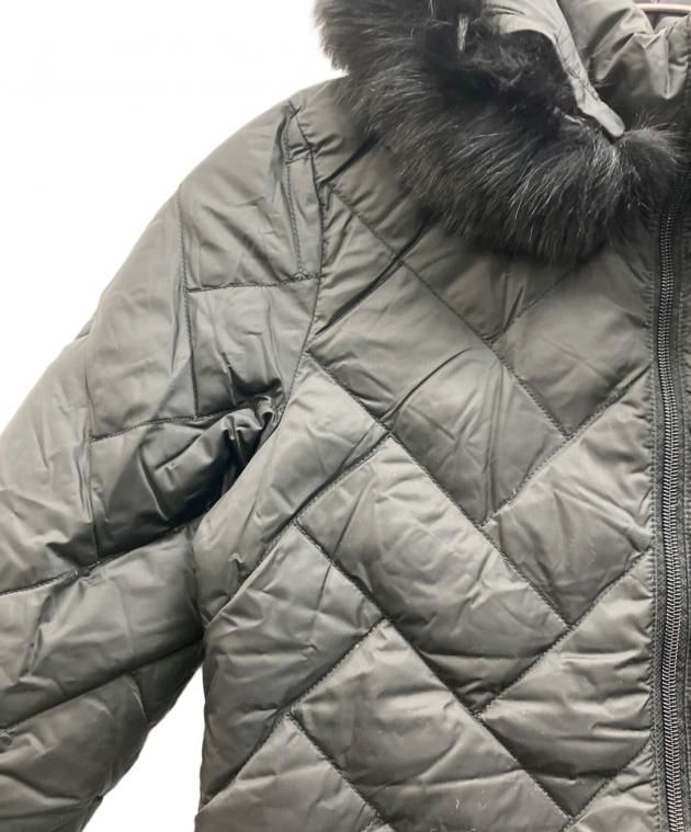 モンクレール ダウンコート メラニー キルティング リアルファー　ブラック　0 中古・古着通販】MONCLER (モンクレール) MELANIE メラニー