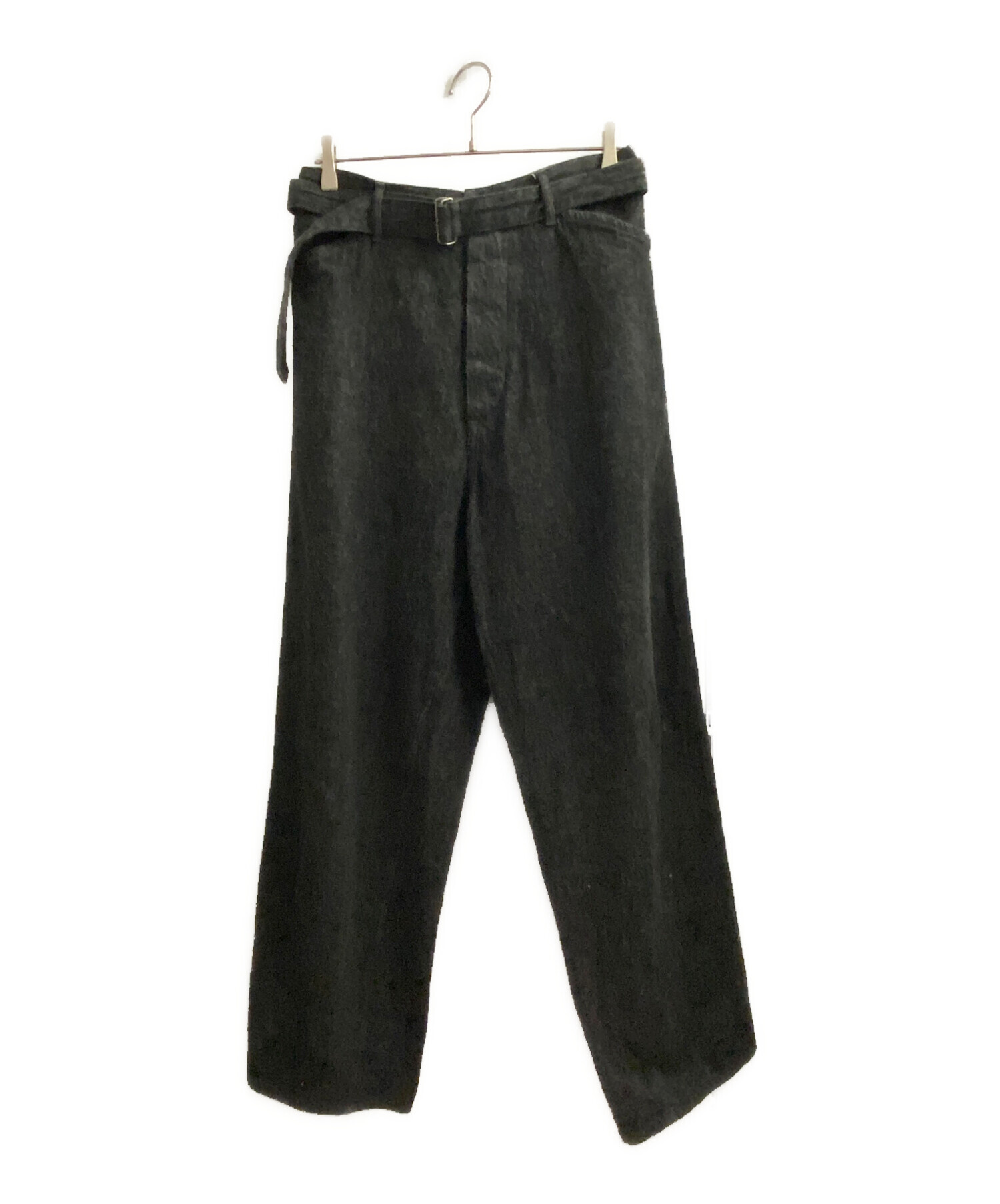 中古・古着通販】COMOLI (コモリ) デニム ベルテッドパンツ ブラック 