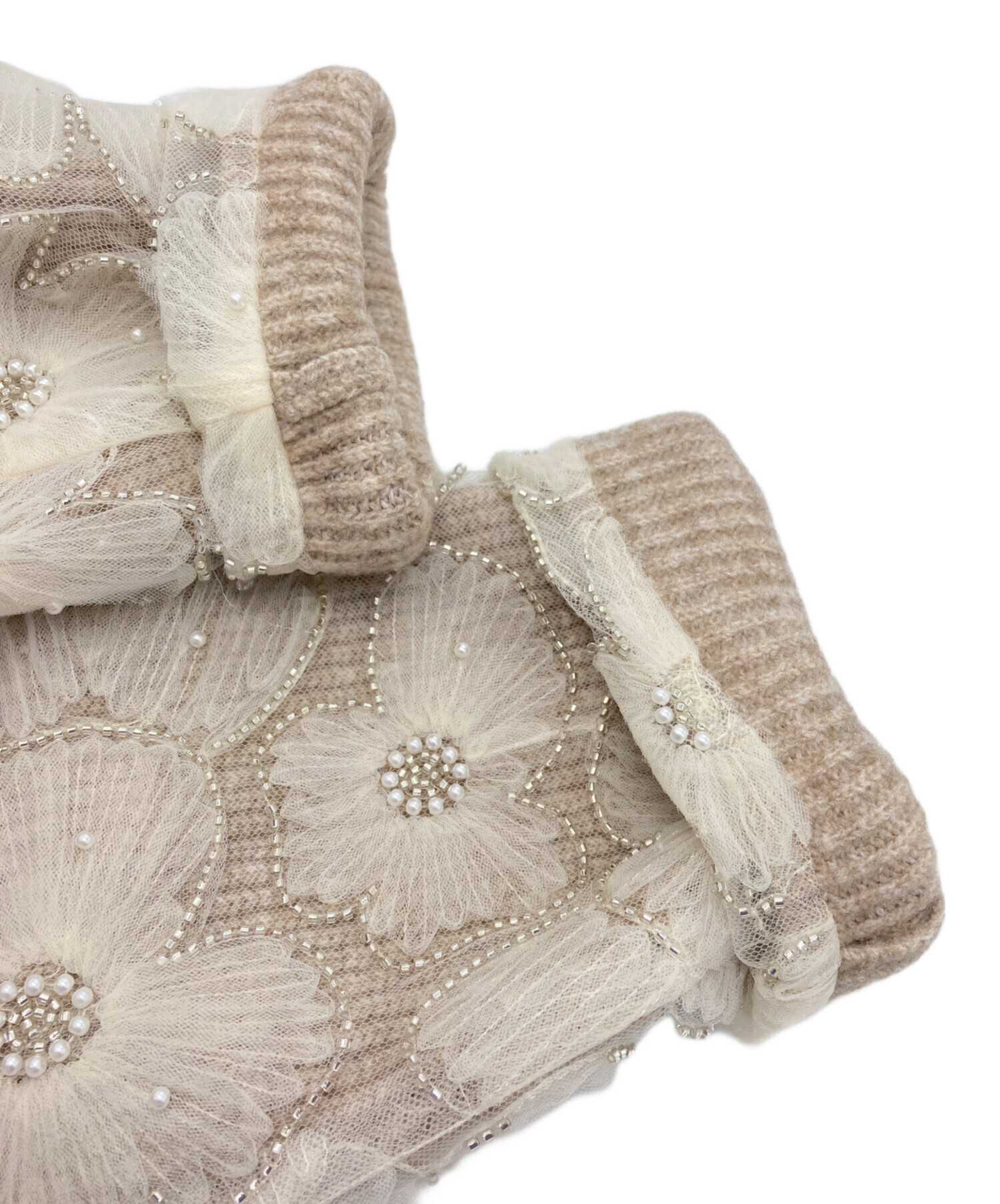 中古・古着通販】ZARA (ザラ) コントラストフェイクパールニットコート