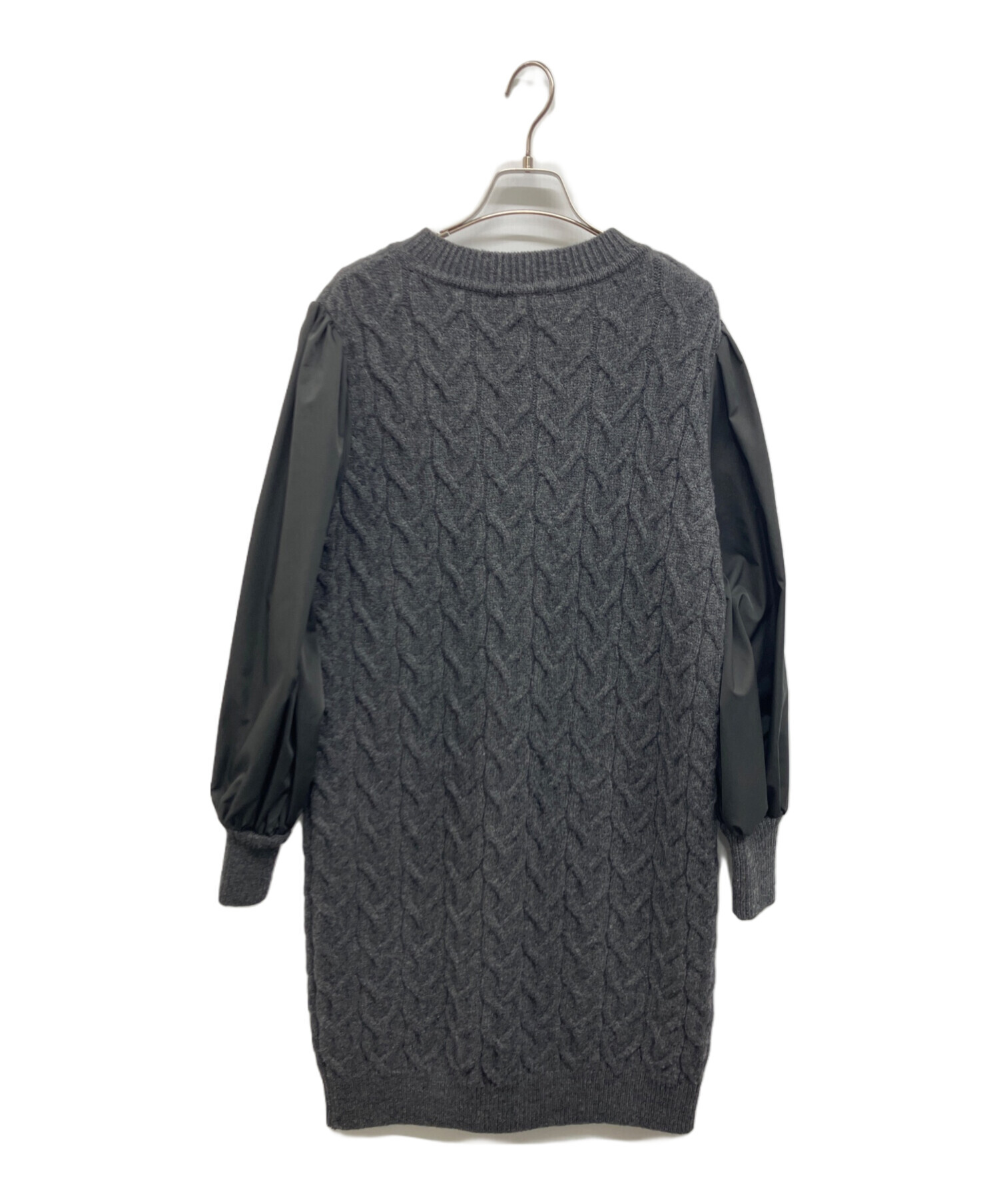 中古・古着通販】Rene (ルネ) 異素材ケーブルニットワンピース グレー