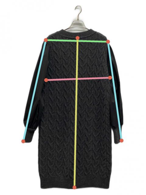 中古・古着通販】Rene (ルネ) 異素材ケーブルニットワンピース グレー