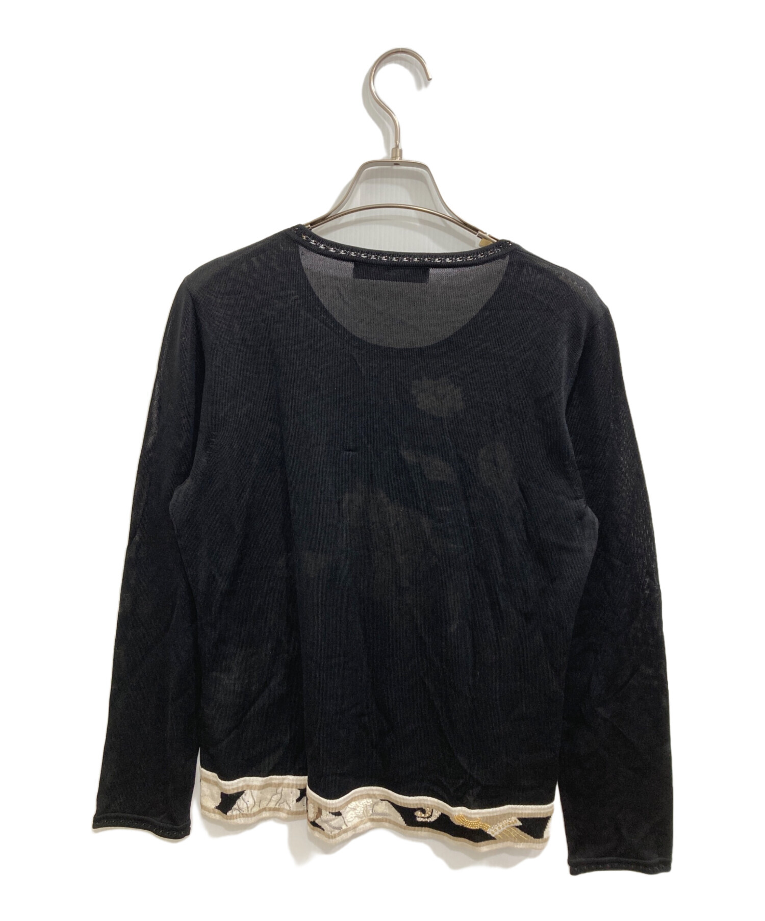 中古・古着通販】LEONARD (レオナール) ビーズ刺繍ニット ブラック