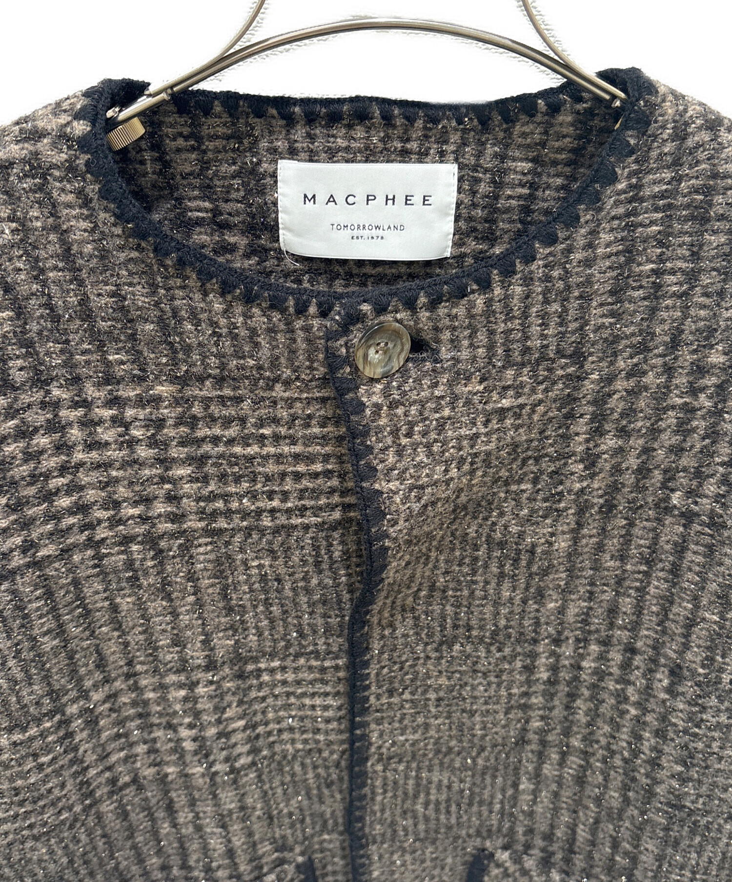 ［マリメル］MACPHEE チェック柄カーディガン 中古・古着通販】MACPHEE (マカフィー) チェックスパーク クルーネック