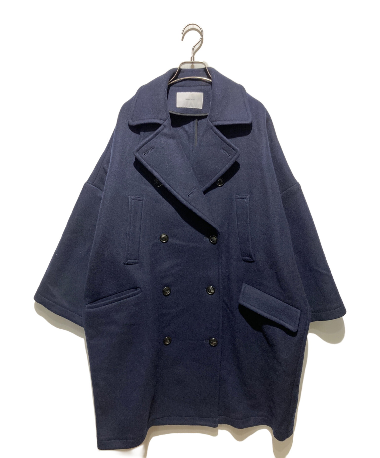 中古・古着通販】FRAMeWORK (フレームワーク) ロング Pコート ネイビー